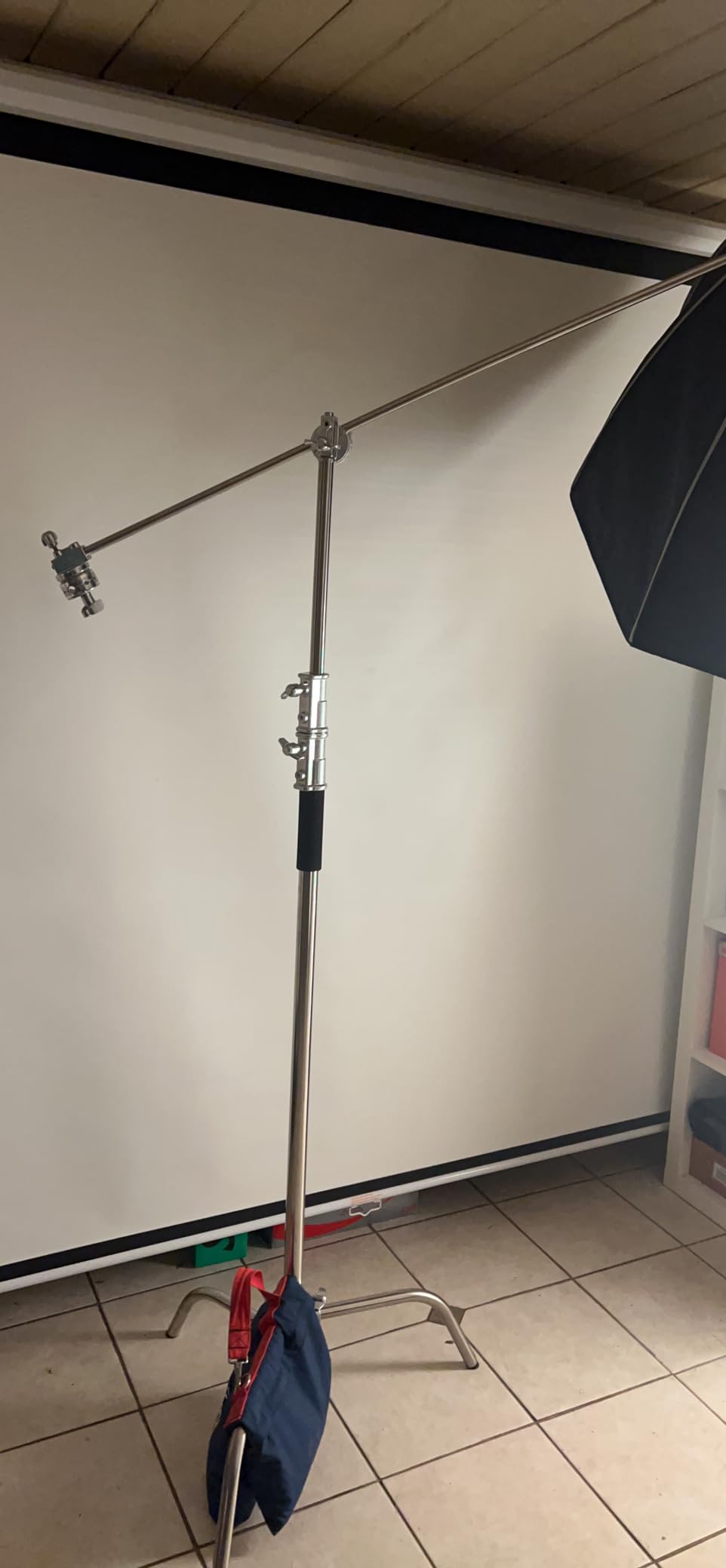 C Stand With Boom Arm - Photography Light Stand, Max Height 10.5ft/320cm, 4.2ft/128cm Holding Arm, Stainless Steel Heavy Duty Silver (CXJH01) customer photo 1