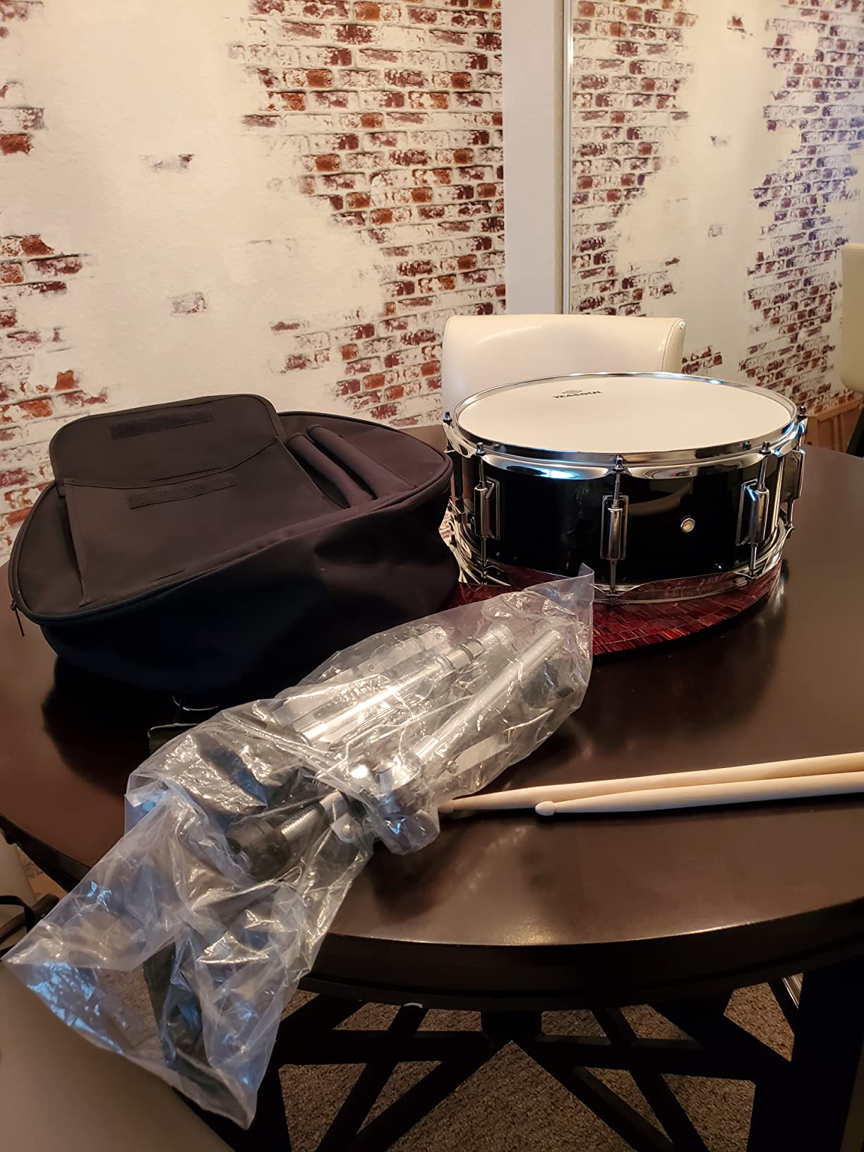14 inch Snare Drum Set for Kids Students Beginners Practice Kit with Practice Pad Stand, Padded Gig Bag,Neck Strap,Glove,and Drum Sticks customer photo 1