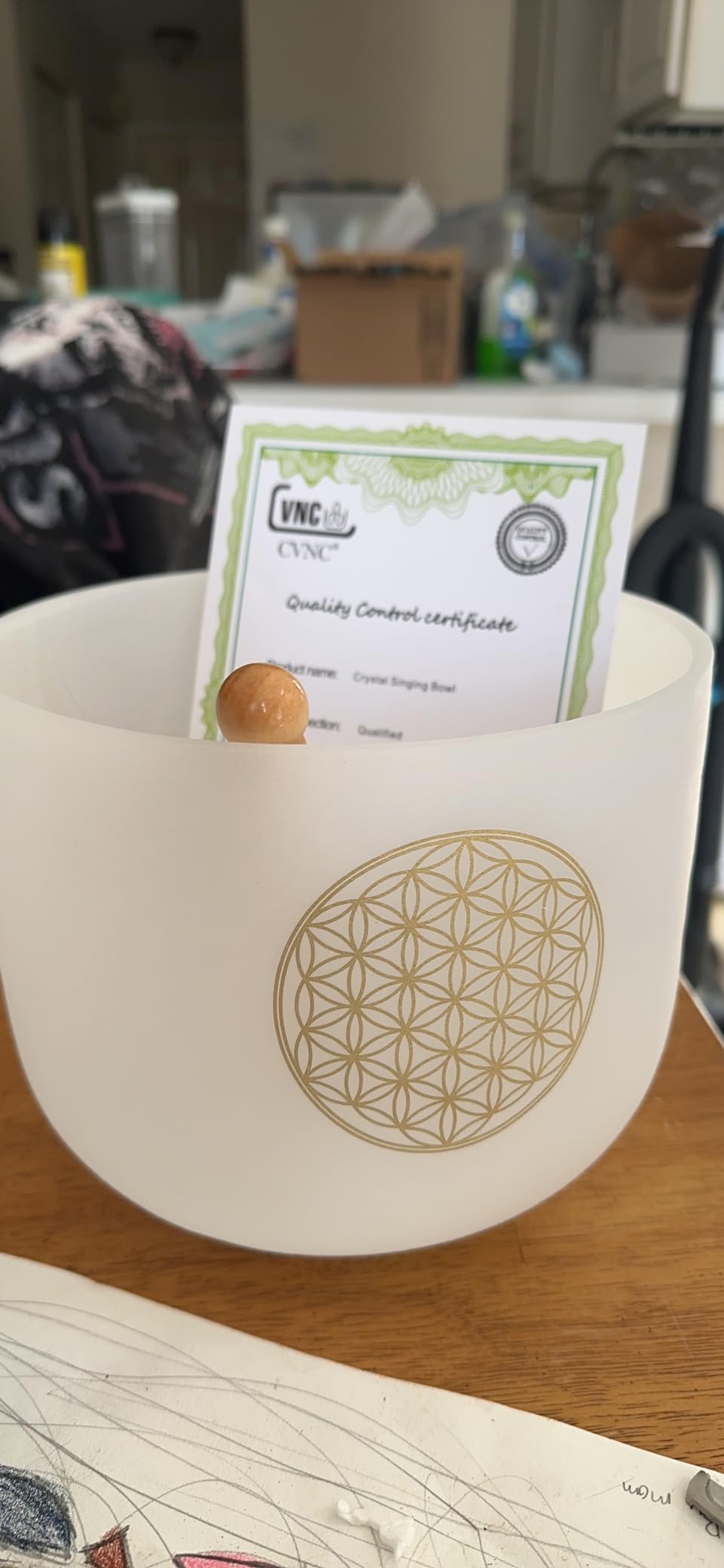 CVNC 528HZ C Note 8 Inch Flower Of Life Crystal Singing Bowl customer photo 1