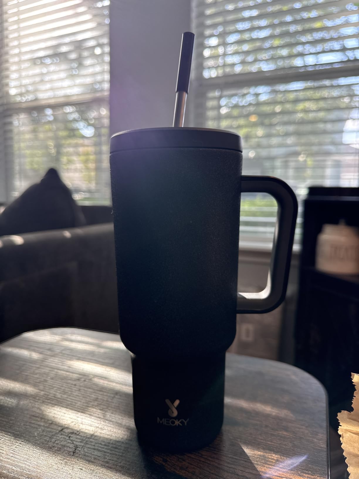 Meoky 40oz Tumbler with Handle, Leak-proof Lid and Straw, Insulated Coffee Mug Stainless Steel Travel Mug, Keeps Cold for 34 Hours or Hot for 10 Hours (Night) customer photo 2