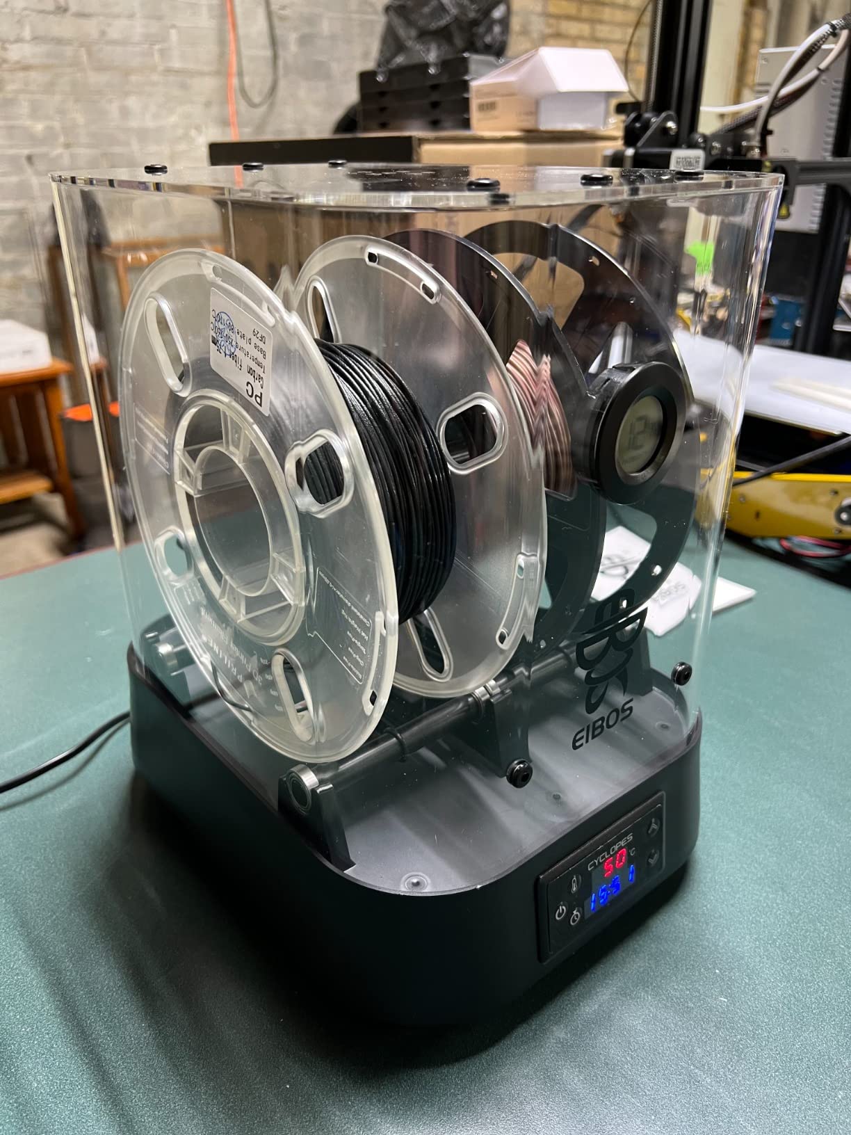 【EIBOS Official】3D Printer Filament Dryer Cyclopes with Fan, Filament Dry Box 2 Rolls with Adjustable Temp Max 70℃, Humidity Sensor, Infinite Timer, Compatible with 1.75mm 2.85mm 3.00mm PLA Nylon TPU customer photo 2