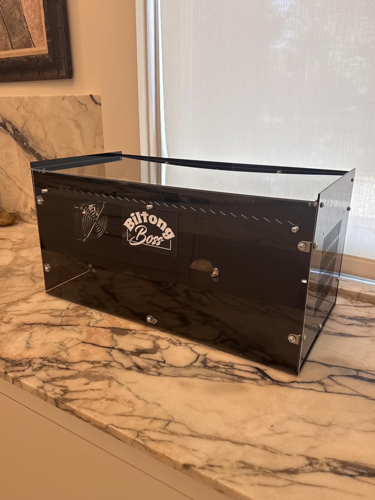 The Biltong Boss® Biltong Box - a Professional Biltong and Droëwors Drying Chamber with a Recipe Book, 25lb meat capacity, 2ft x 1ft x 1ft, Black & Clear, Kit customer photo 2