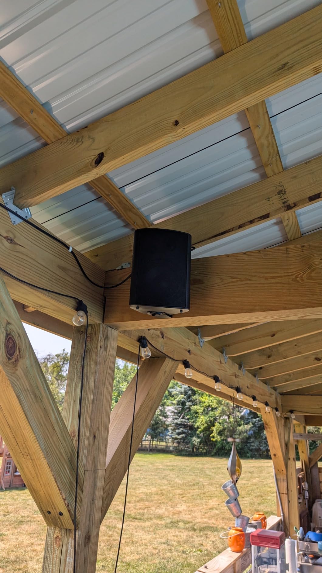 STUDIOFINIX 800W 6.5 Inch Outdoor Bluetooth Speakers Waterproof Wired with Multifunctional Amplifier Wall Mount Weatherproof Loudspeaker System for Patio Garden Poolside Home(4 Speakers,Black) customer photo 2