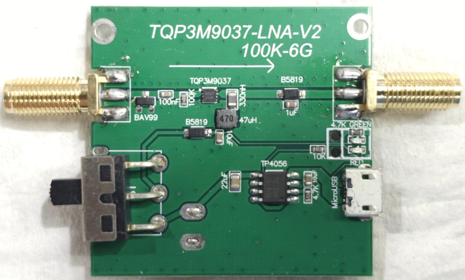 1.95GHz at 20dB Low Noise Amplifier, 0.1MHz-6GHz Full Band RF Power Preamplifier, SMA Female RF Wideband Amplifier Broadband Module Receiver for Shortwave, FM Radio(Shipped with Built in Battery) customer photo 1