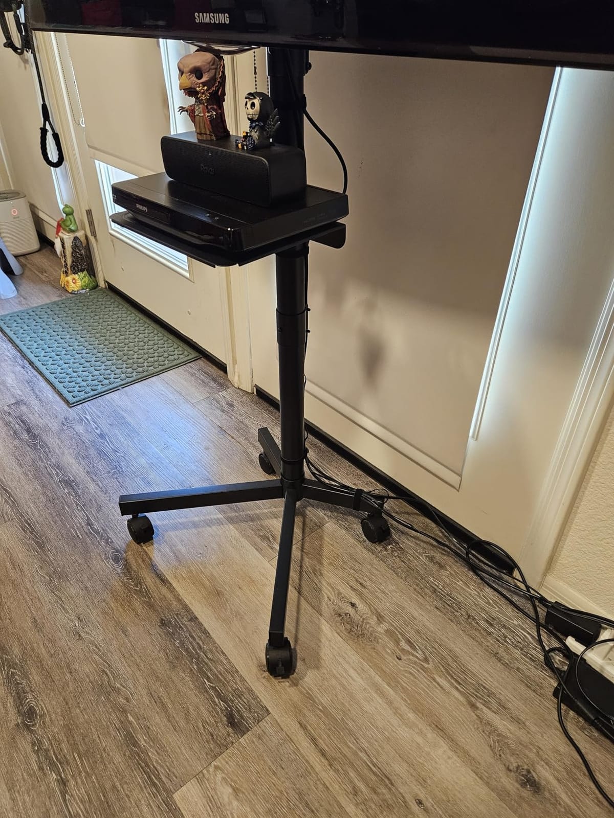 BONTEC Rolling TV Stand with Tilt, Mobile TV Stand Wheels for 23-65 Inch TVs | Portable TV Cart for LED LCD TVs, Adjustable Shelf, Living Room, Bedroom, Outdoor TV Stand Holds 88 lbs, Max VESA 400x400mm customer photo 2