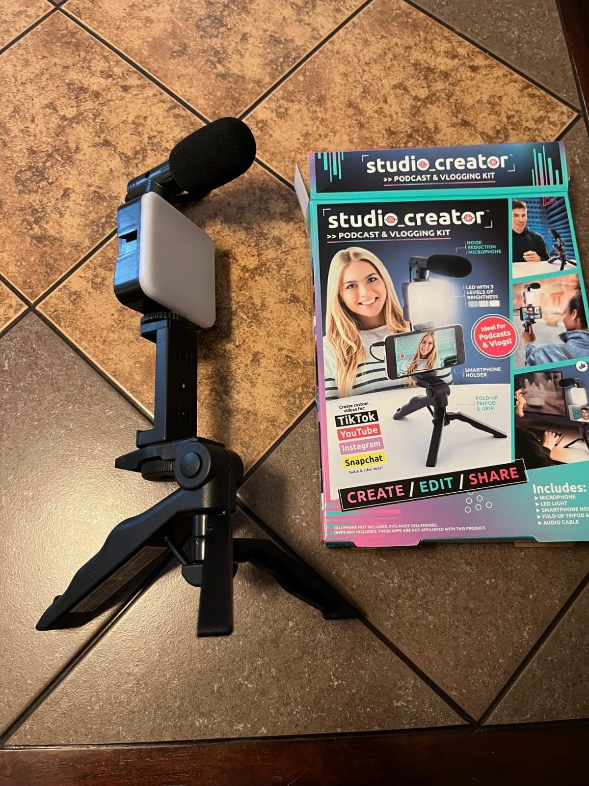Canal Toys New Studio Creator Podcast & Vlogging Kit - Record Your own podcasts and Vlogs Like Your Favorite influencers! Fold-up Tripod, LED Light & Microphone. Ages 8+ customer photo 1
