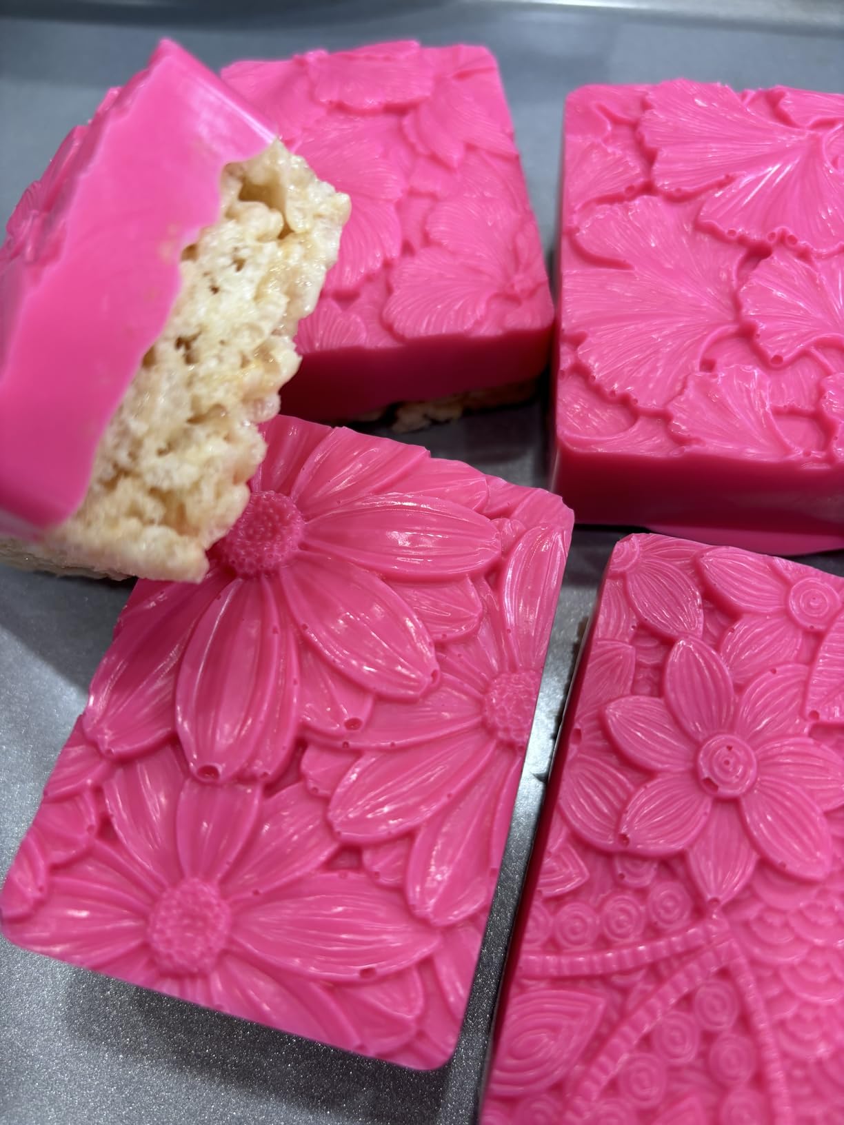 Soap Molds Silicone 3D Rectangular Flower Pattern Silicone Molds customer photo 2
