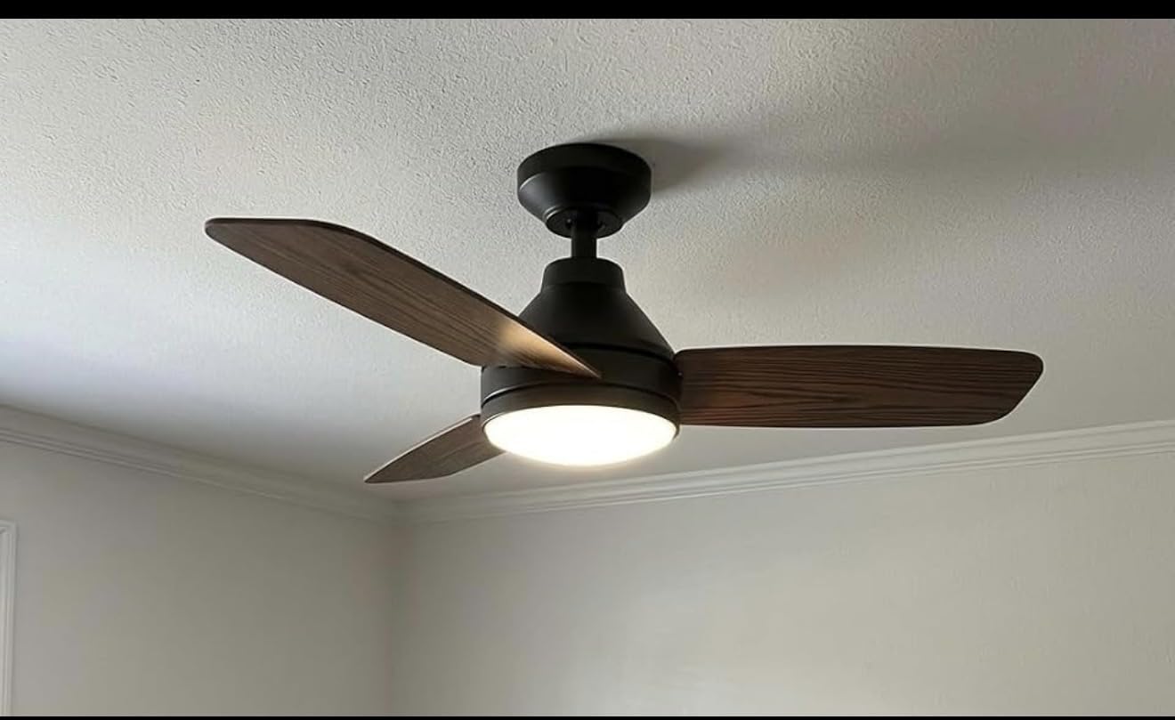 Amico 42 Inch White Low Profile Ceiling Fans with Lights and Remote | Flush mount, 3-color dimmable light, quiet reversible DC motor, easy install, memory, timer, bedroom, covered outdoor areas customer photo 2