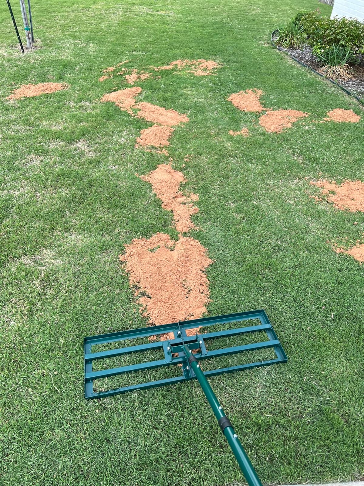Lawn Leveling Rake,Stainless Steel Lawn Leveler with 30”x10” Ground Plate, 78” Adjustable Long Handle, Level Yard Tool for Grass, Golf Field, Level Soil or Dirt Ground Surfaces-Green customer photo 2