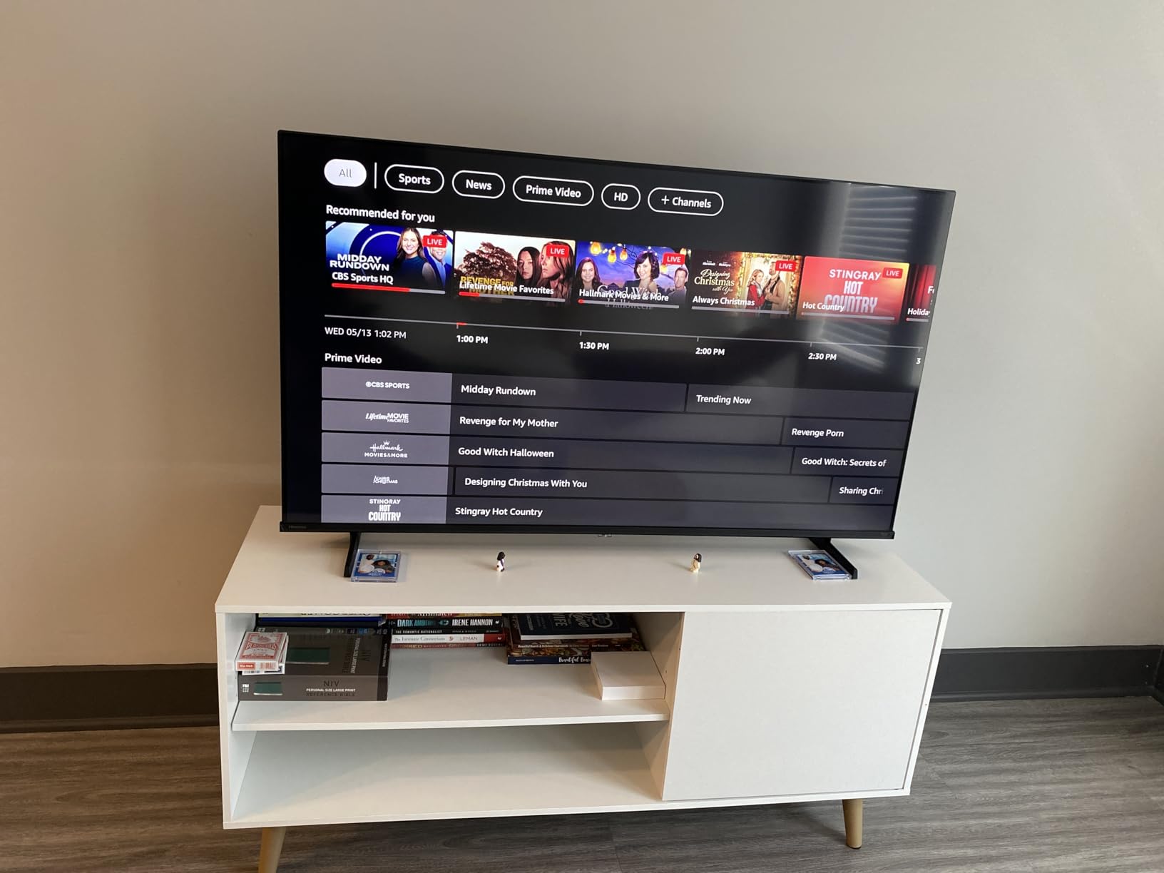 WLIVE TV Stand for 55 Inch TVs, Entertainment Center with Storage Cabinet, Mid-Century TV Stands for Living Room and Bedroom, 50
