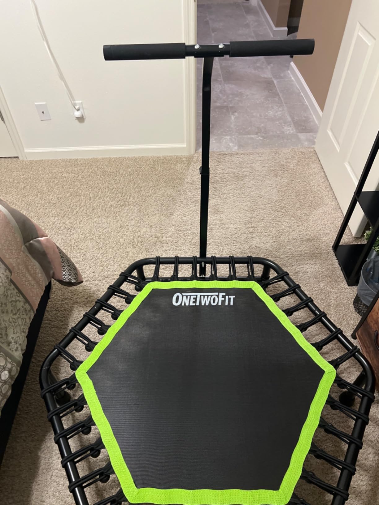 ONETWOFIT Mini Rebounder Trampoline for Adults with Bar, Adjustable Handle customer photo 2