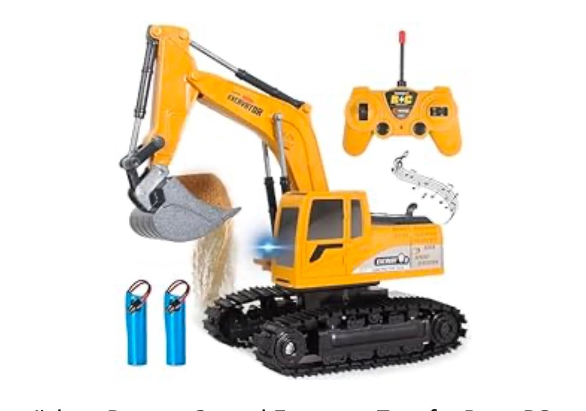 Jiakora Remote Control Excavator Toys for Boys, RC Excavator Toy for Boys 3 4 5 6 7 8 Year Old Kids Christmas Birthday Gift,RC Digger Truck Construction Vehicles with Metal Shovel & Light customer photo 2