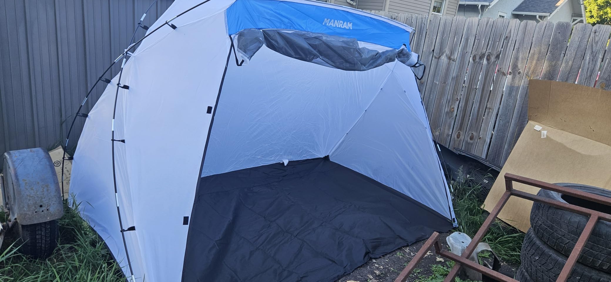 Portable Paint Tent 9(L) x6(W) x5.5(H), Large Paint Booth with Built-in Floor, Mesh Screen, Windproof Hooks, and Storage Bag – Ideal for DIY Painting Projects customer photo 2