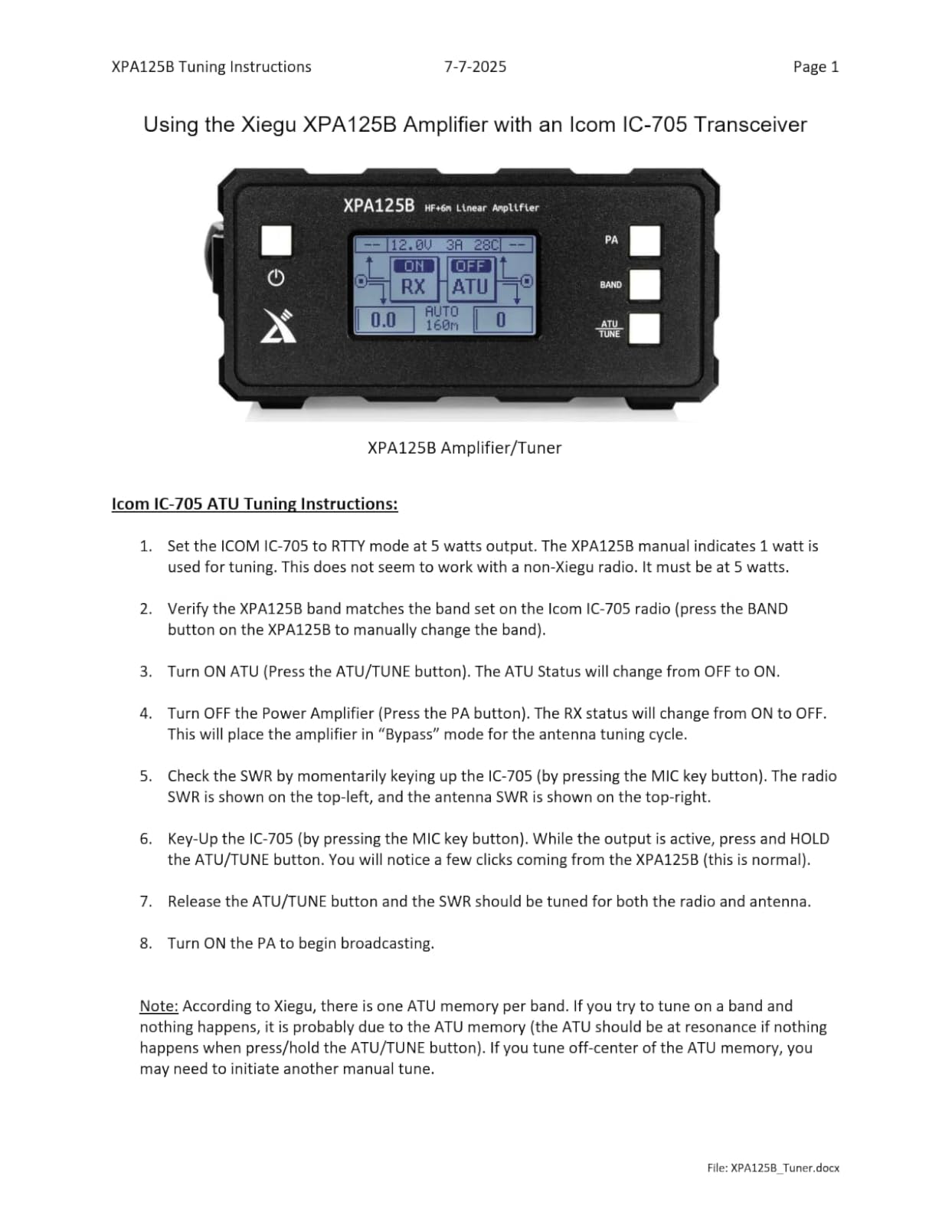 Xiegu XPA125B 100W HF Power Amplifier with Automatic Antenna Tuner | Large Display for Home Stations, POTA, Field Day, Portable HF Radio Operation customer photo 1