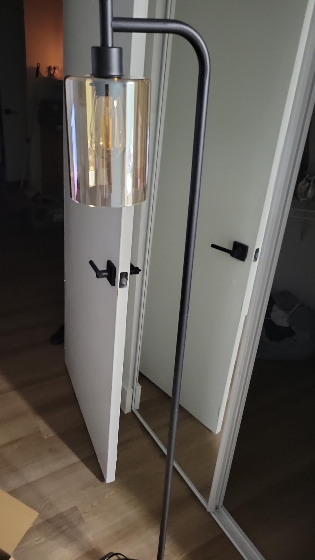 Ziisee Floor Lamps for Living Room - Industrial Standing Lamp with Glass Shade, Modern Gold Floor Lamp with LED Bulbs, Farmhouse Floor Lamp for Bedroom, Tall Lamp for Office - Gold customer photo 2