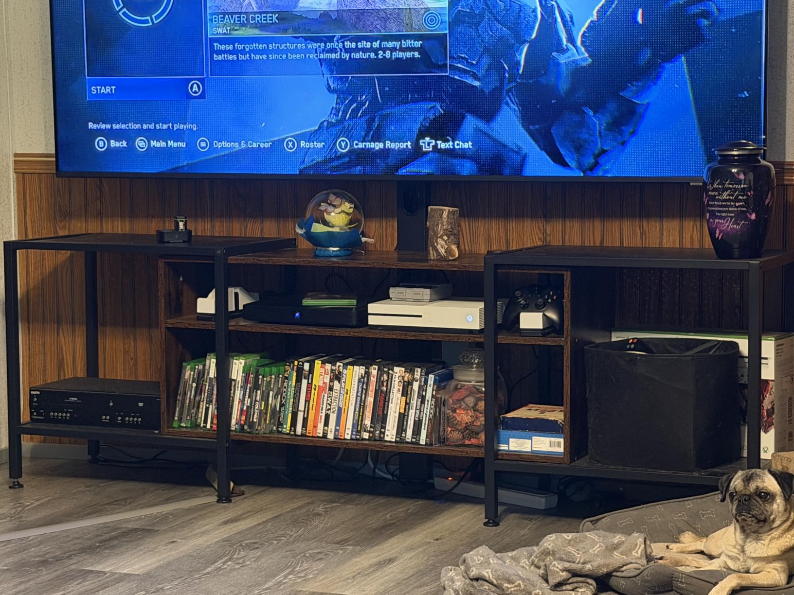 IRONCK 79 Inch TV Stand with Mount & Power Outlet for TVs up to 85