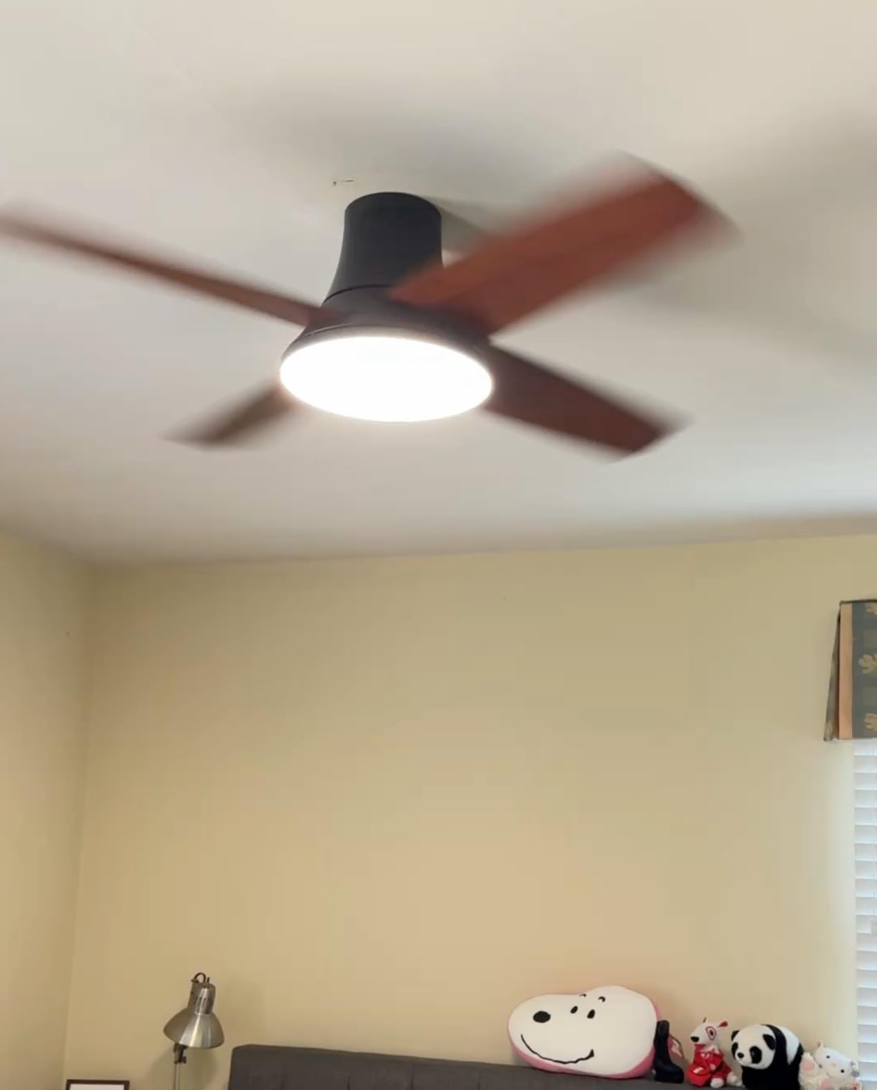DREO Ceiling Fan, 44 Inch Low Profile Ceiling Fan with Light and Remote, 5CCT LED, 6-Level Dimmable, 6-Speed, Reversible Motor, 22 dB, Timer, Easy-Install, Black Flush Mount for Bedroom customer photo 2
