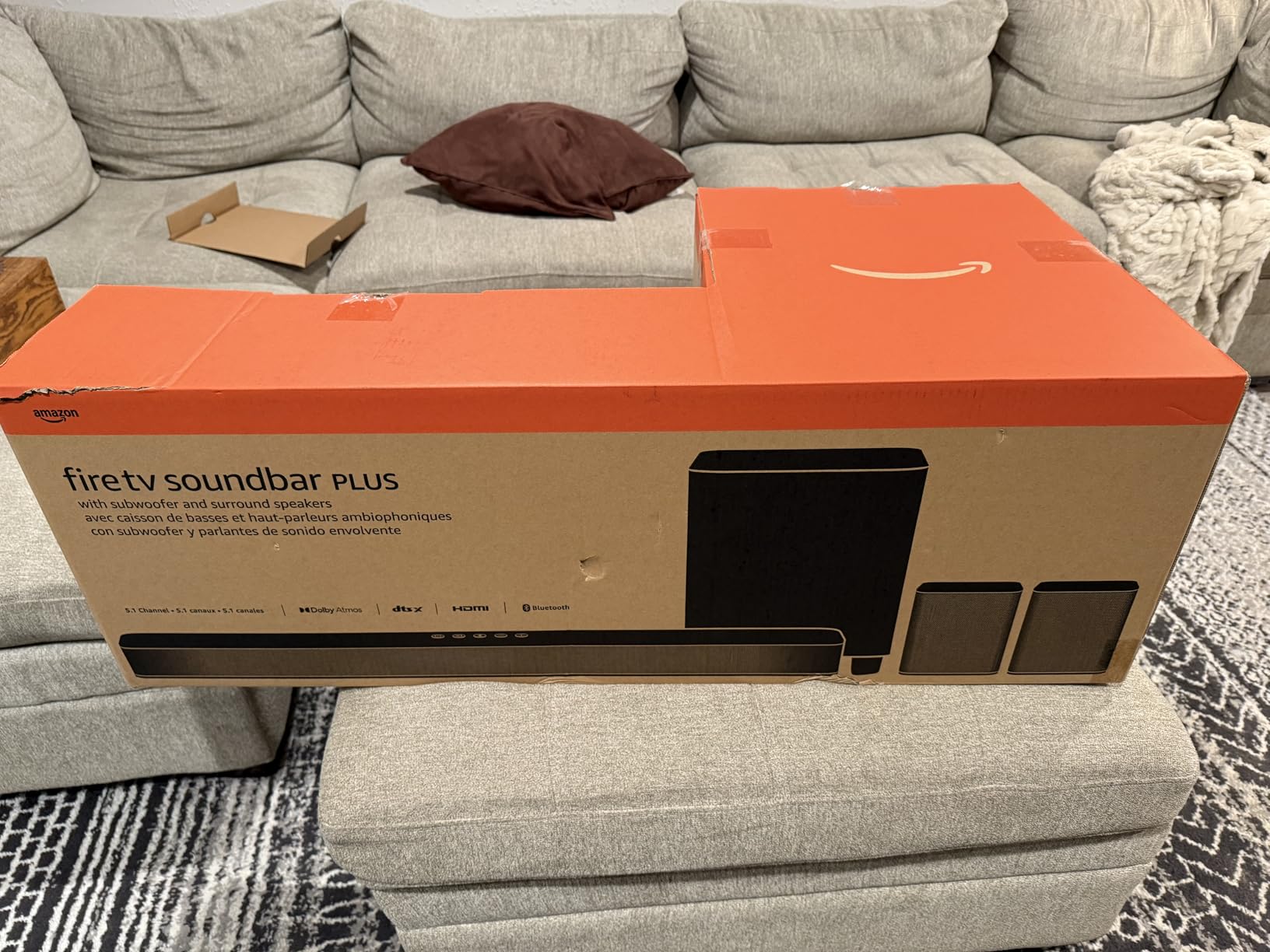 Amazon Fire TV Soundbar Plus with subwoofer and surround sound speakers (newest model), 5.1 channel, Dolby Atmos, clear dialogue customer photo 2