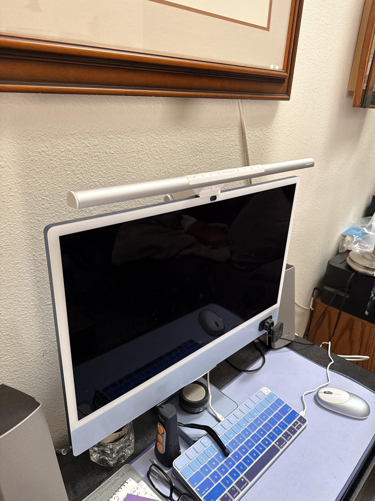 BenQ ScreenBar Pro LED Monitor Light Bar (Black) - Ultrawide Lighting, Motion Sensor, Adjustable Brightness/Color Temperature, Eye-Care USB-C Monitor lamp, No Glare, Curved Monitors, Monitor accessory customer photo 1