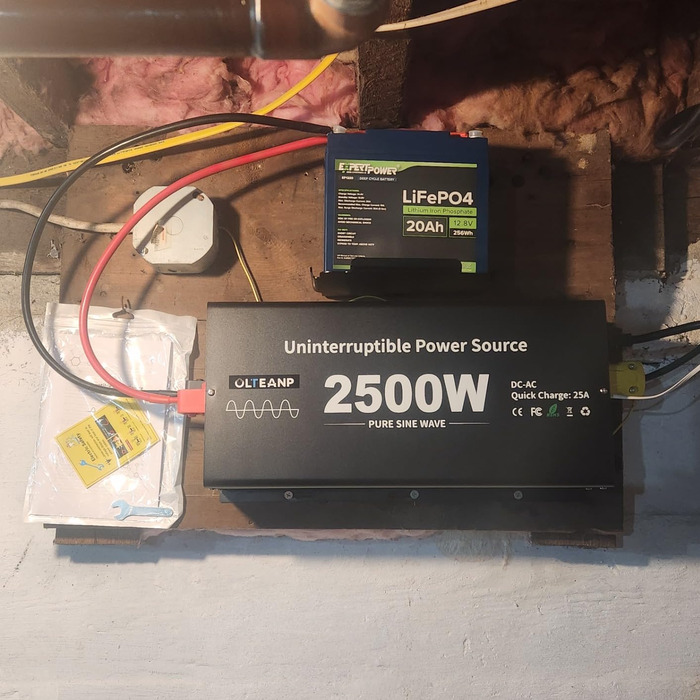 2500W Sump Pump Battery Backup System, Pure Sine Wave Inverter Charger with 25A Fast Charging, Auto Transfer Switch for Basement Flood Protection During Outages, LCD Remote, 12V Deep Cycle Compatible customer photo 1