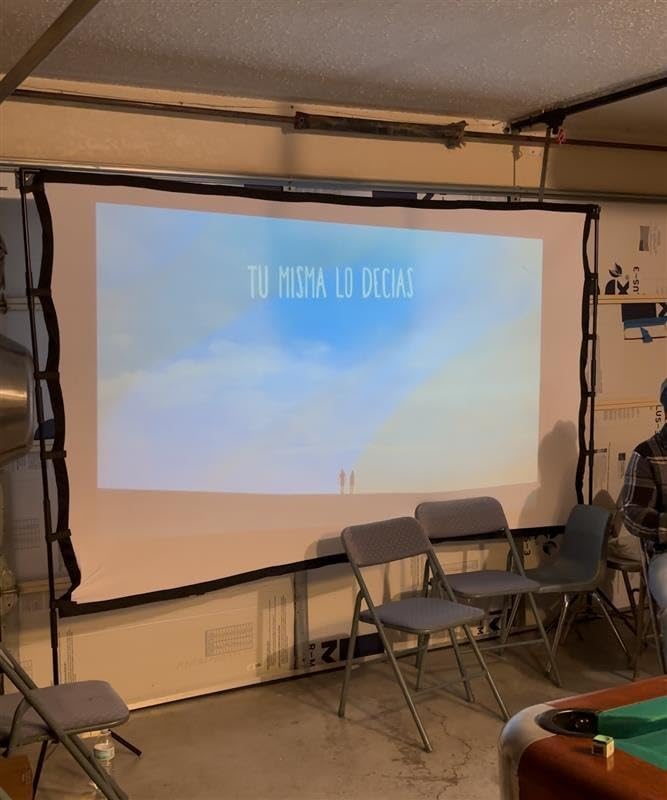 120 Inch Projector Screen with Stand, 16:9 4K HD Portable Projector Screen, Indoor Outdoor Front/Rear with Carry Bag for Home Theater Backyard Camping Movie Night customer photo 1