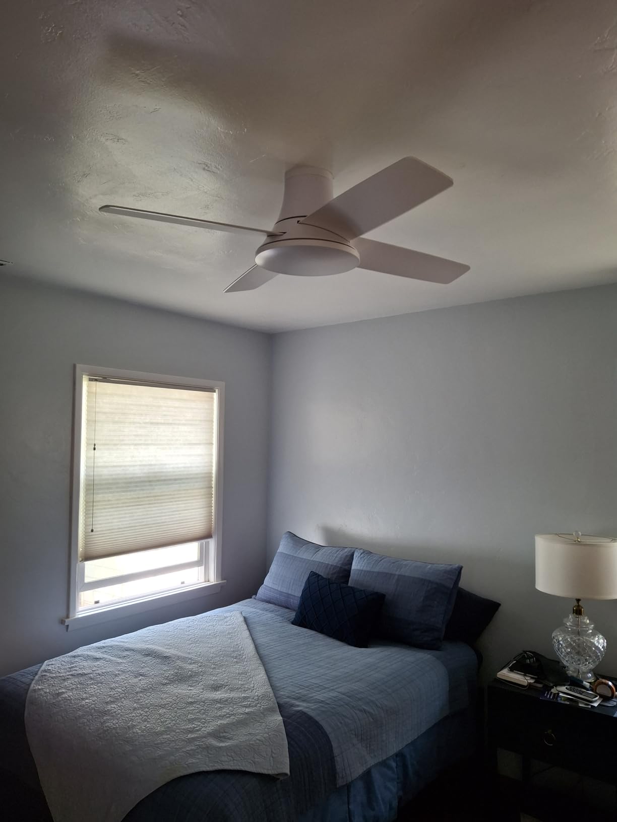 DREO Ceiling Fan, 44 Inch Low Profile Ceiling Fan with Light and Remote, 5CCT LED, 6-Level Dimmable, 6-Speed, Reversible Motor, 22 dB, Timer, Easy-Install, Black Flush Mount for Bedroom customer photo 2