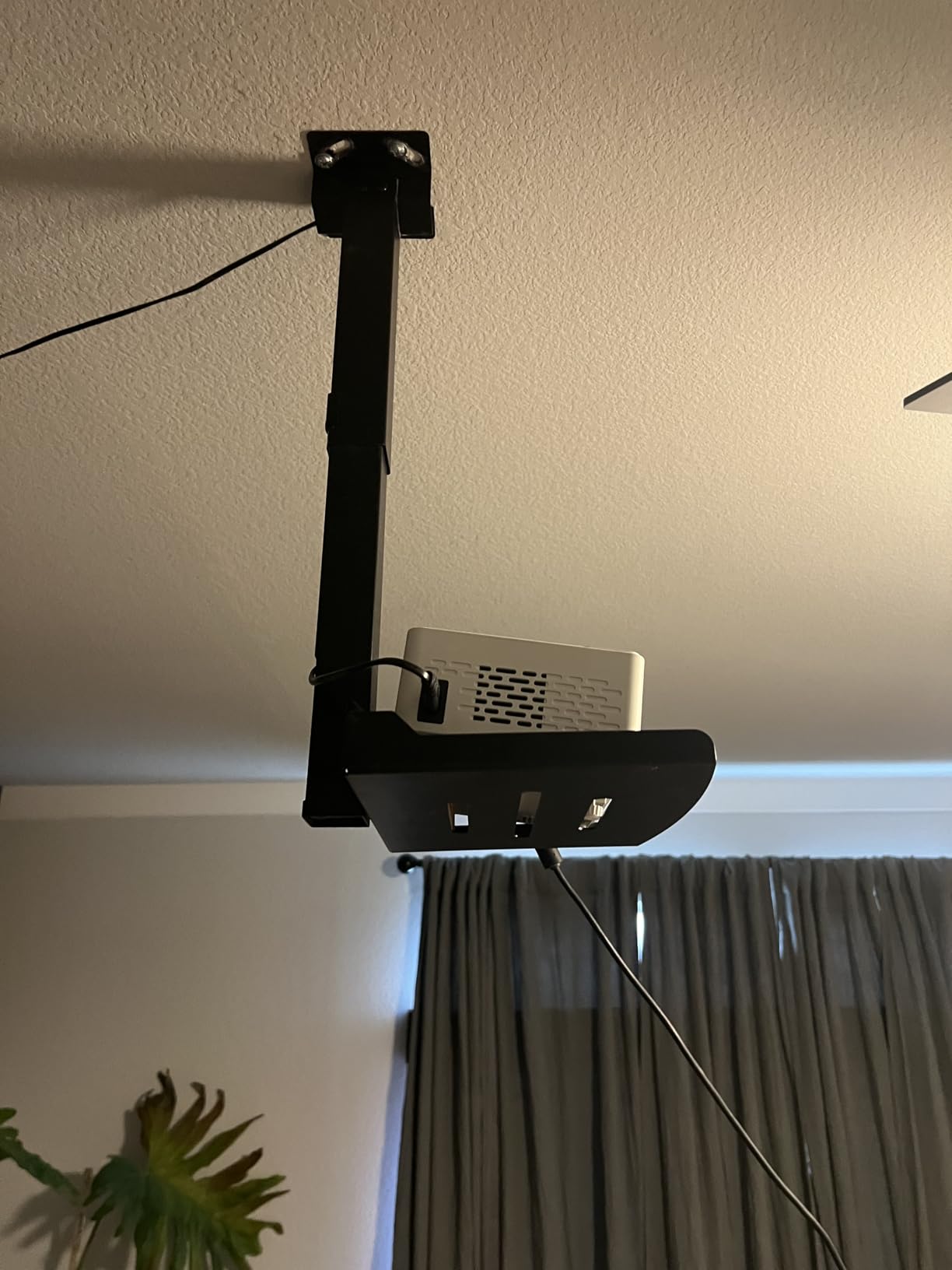 PUTORSEN Adjustable Projector Ceiling Mount, Universal Projector Shelf for Ceiling and Wall, Holds up to 22lbs, No Hole Installation, Hidden Cable Routing, Black customer photo 1