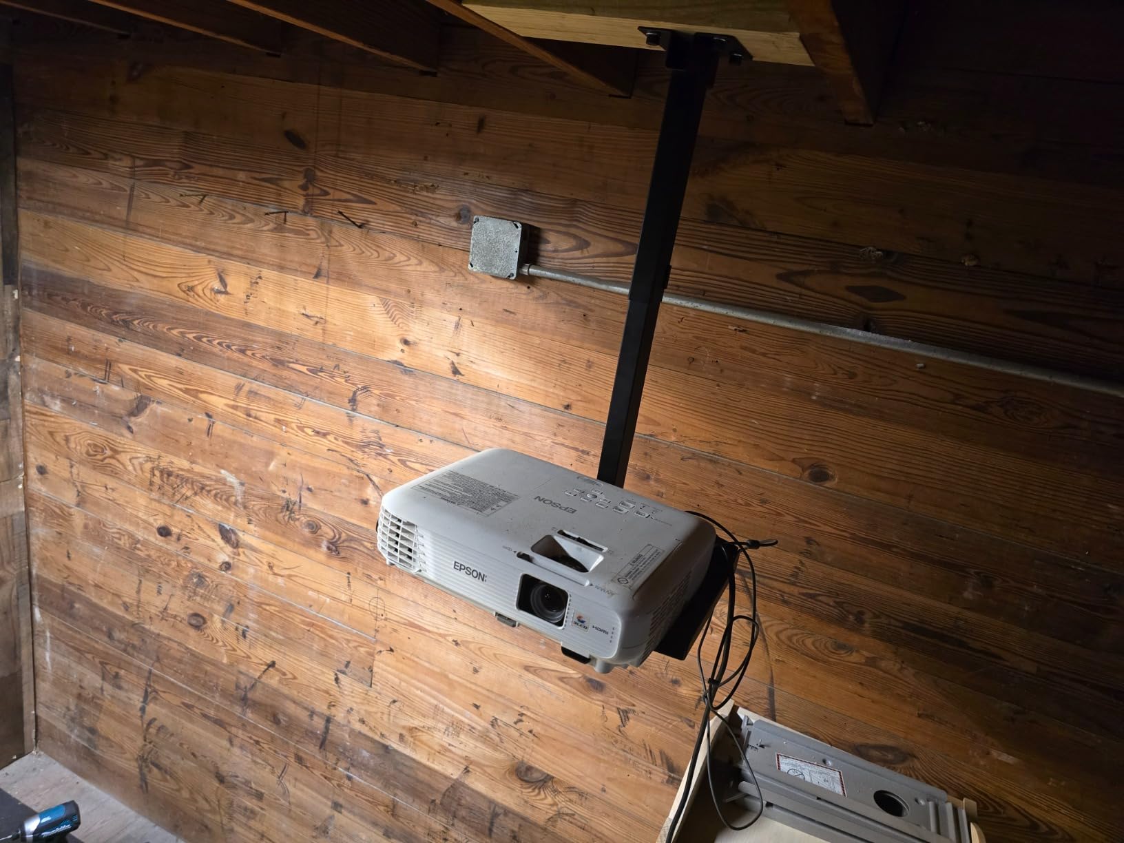 PUTORSEN Adjustable Projector Ceiling Mount, Universal Projector Shelf for Ceiling and Wall, Holds up to 22lbs, No Hole Installation, Hidden Cable Routing, Black customer photo 2
