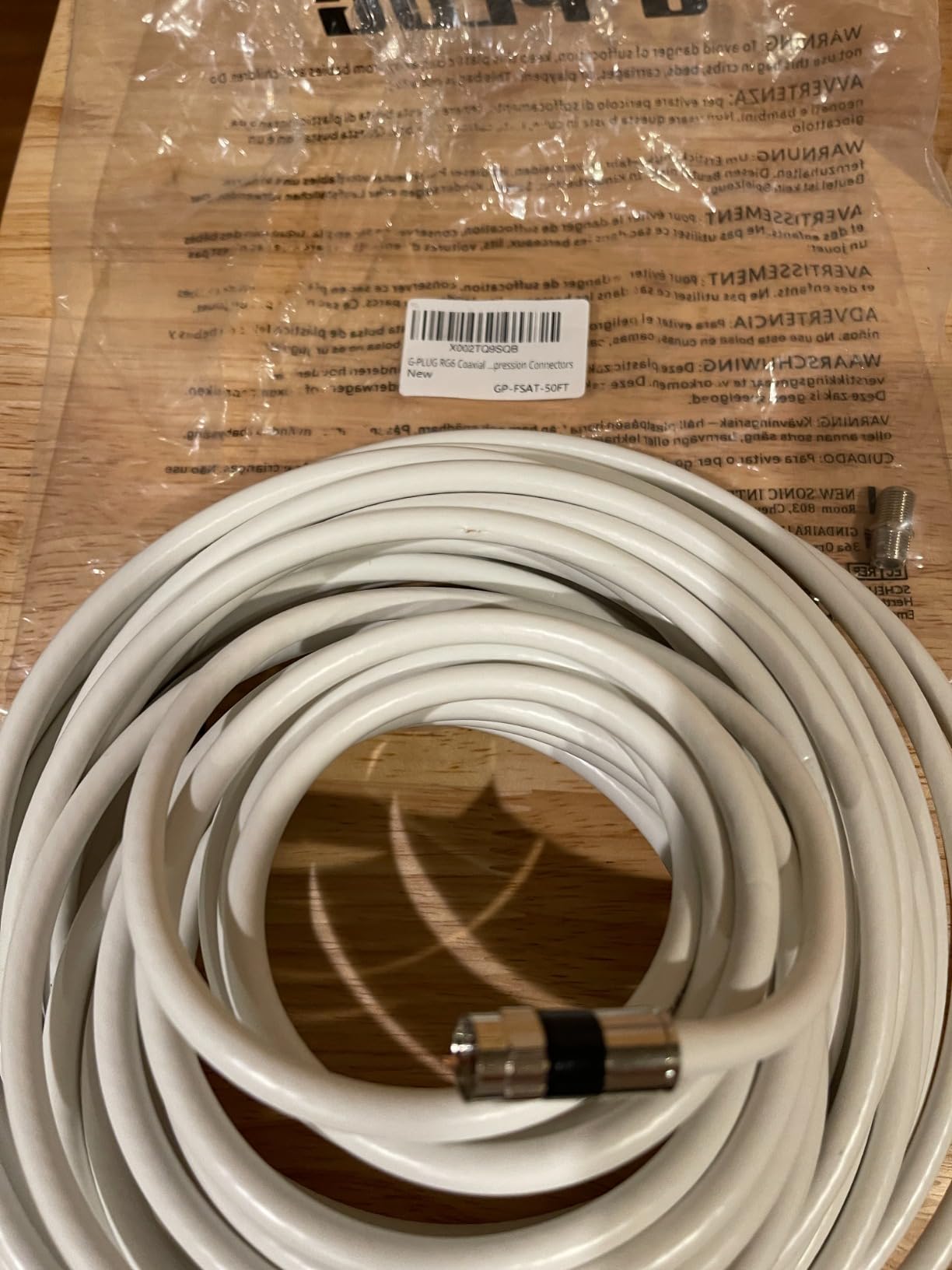G-PLUG 50FT RG6 Coaxial Cable Extender - Coax Cable Cord, Triple Shielded | 75 Ohm | F81 Coupler Included | TV Antenna, Satellite, Router Ready | Major US Cable Providers | Indoor/Outdoor customer photo 1