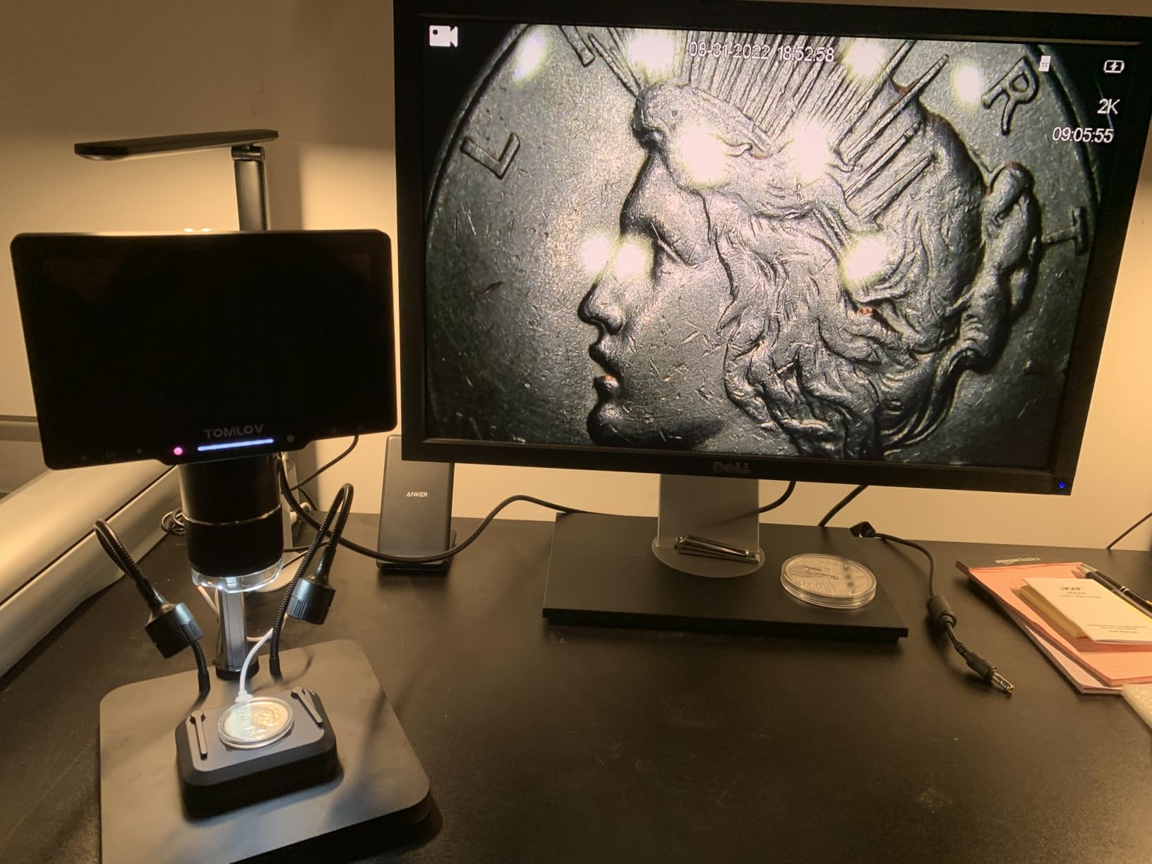 TOMLOV TriL110 3-Lens Digital Microscope 2500X，Full View Coin Magnifier 10