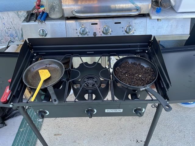 ROVSUN Single Burner Gas Stove with Side Shelf, 100,000BTU Portable Propane Stove with Removable Leg & Regulator for Camping Home Backyard Outdoor Cooking Brewing Canning Turkey Frying customer photo 1