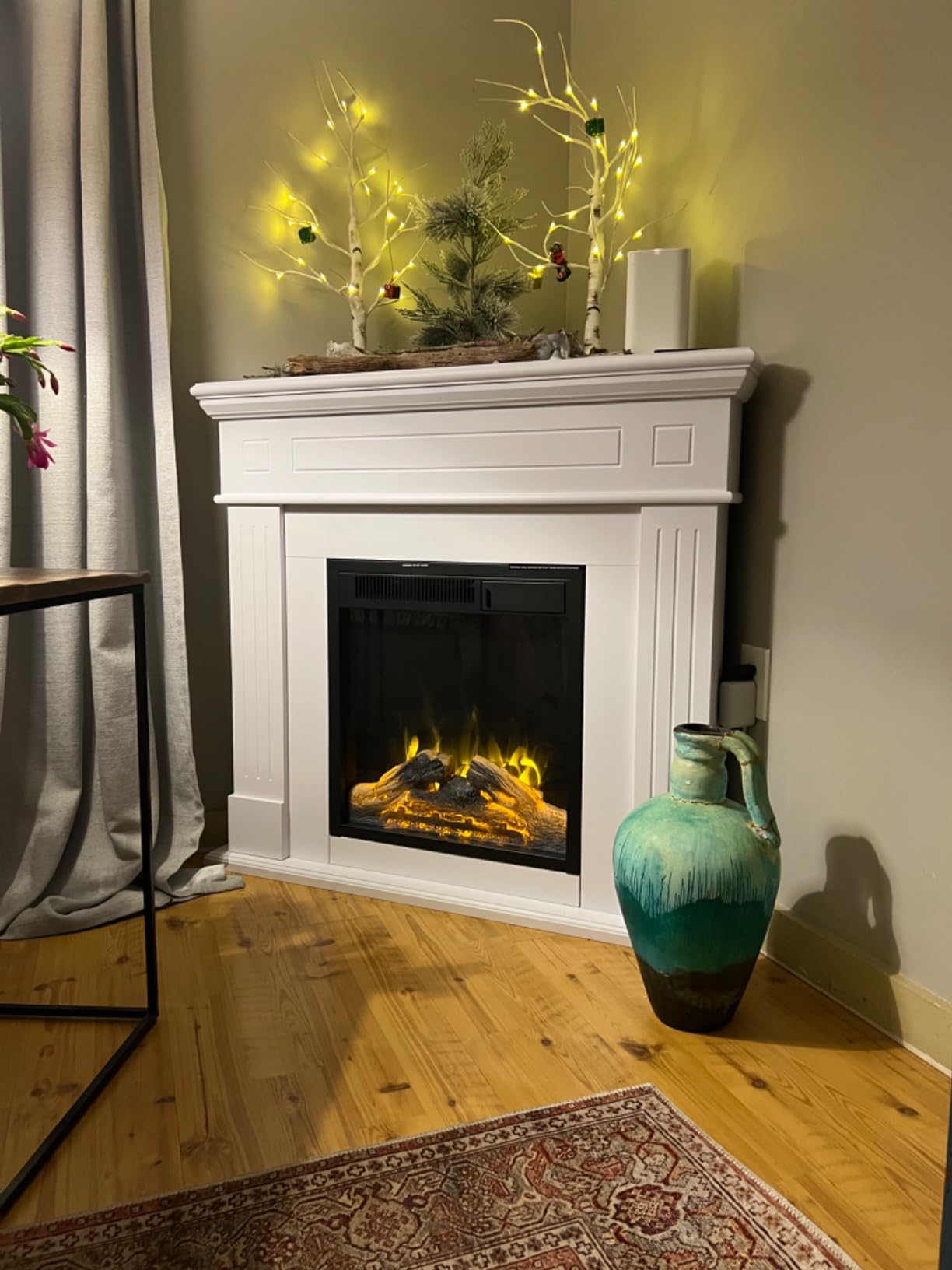 R.W.FLAME 43” Corner Electric Fireplace Mantel Wooden Surround Firebox, TV Stand with Freestanding Electric Fireplace, Remote Control, Adjustable Led Flame, 750W/1500W Pearl White customer photo 2