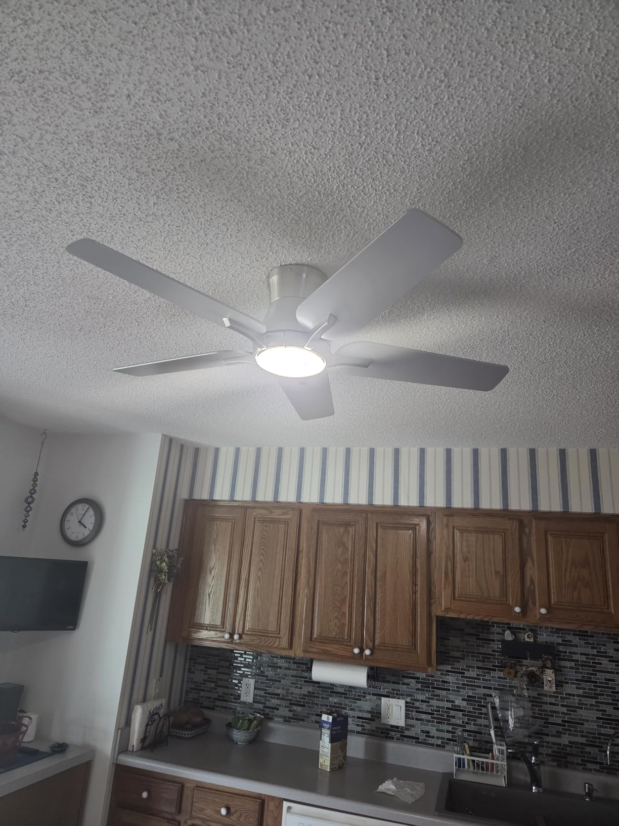 POCHFAN 52 Inch Ceiling Fans with Lights and Remote, Brushed Nickel Flush Mount Low Profile Ceiling Fan for Bedroom, Living Room, Patio, Dimmable 6 Speeds Noiseless, ETL Listed customer photo 2