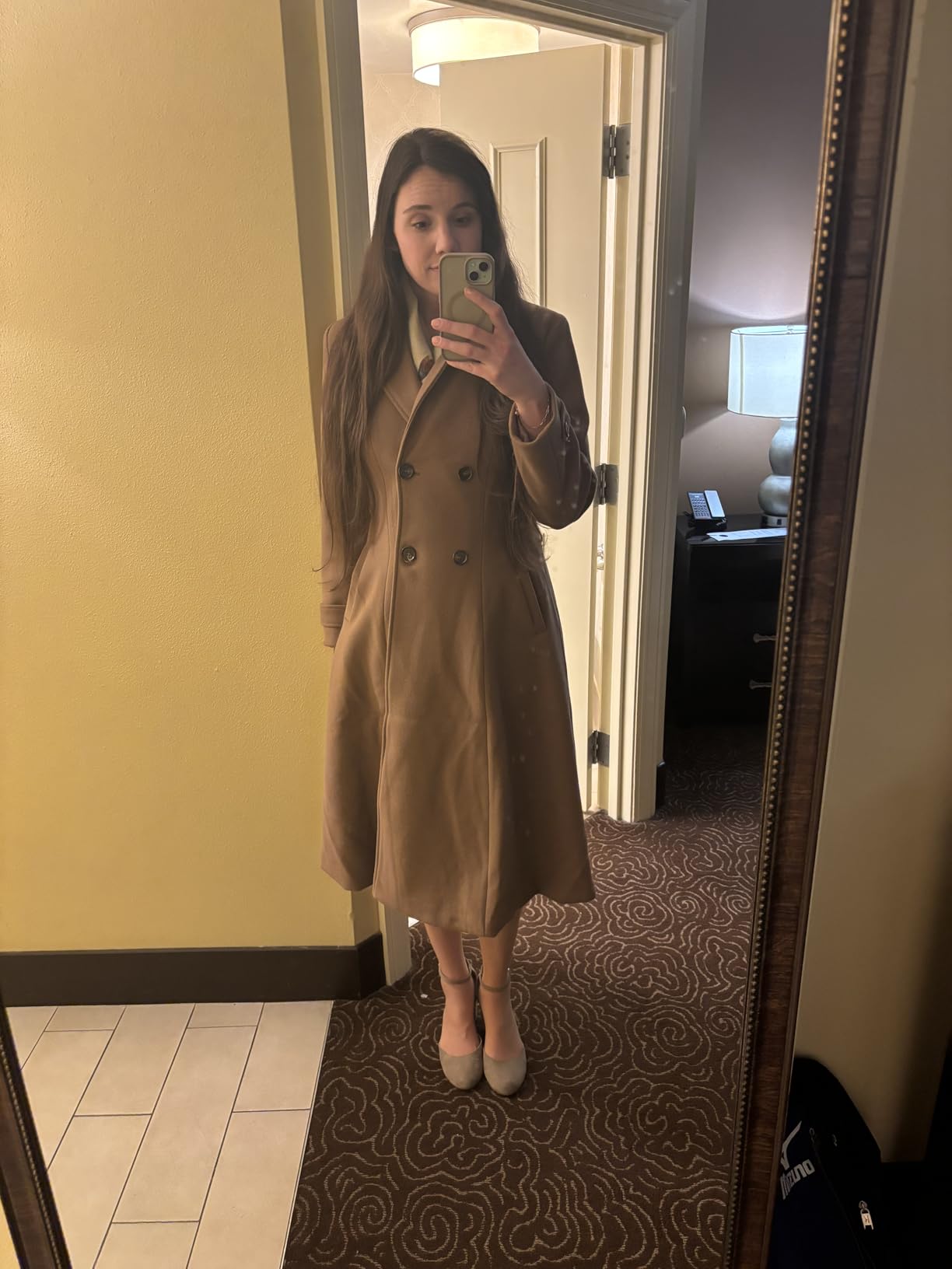 IDEALSANXUN Womens Long Wool Coat Fall Winter Double Breasted Trench Coat Peacoat Jackets customer photo 1
