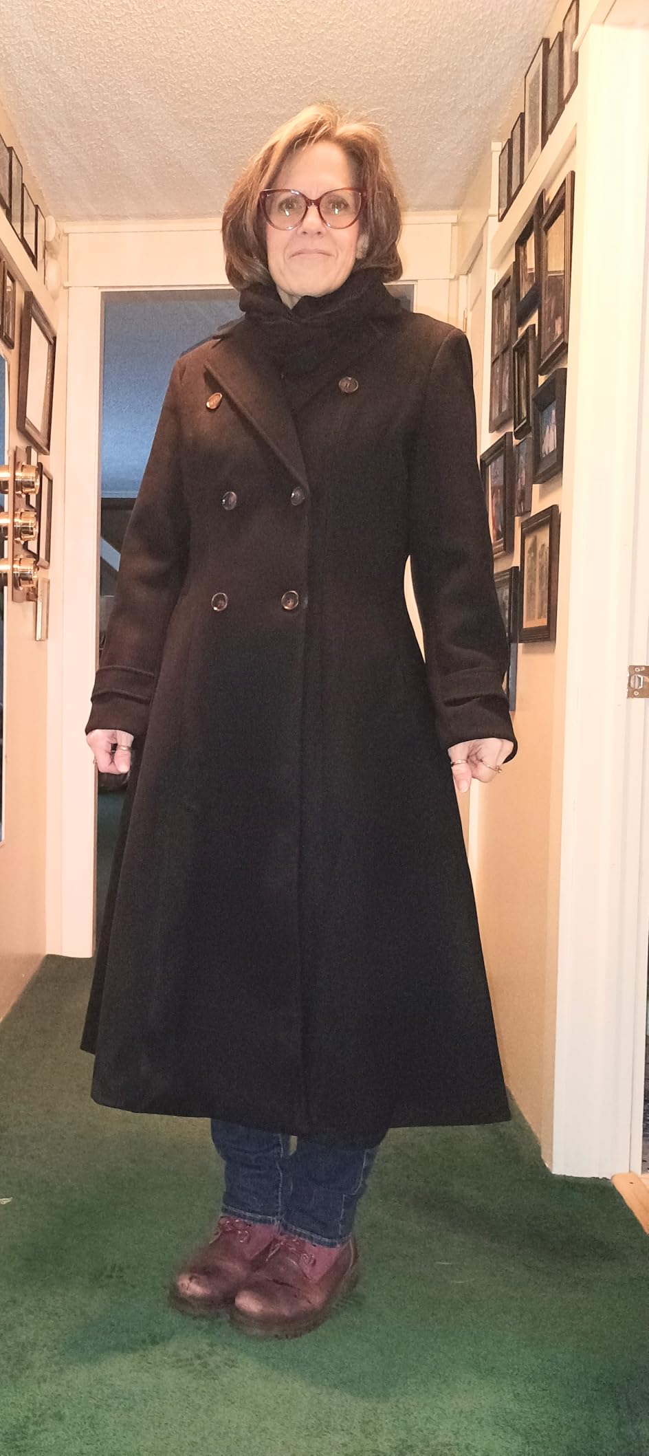 IDEALSANXUN Womens Long Wool Coat Fall Winter Double Breasted Trench Coat Peacoat Jackets customer photo 2