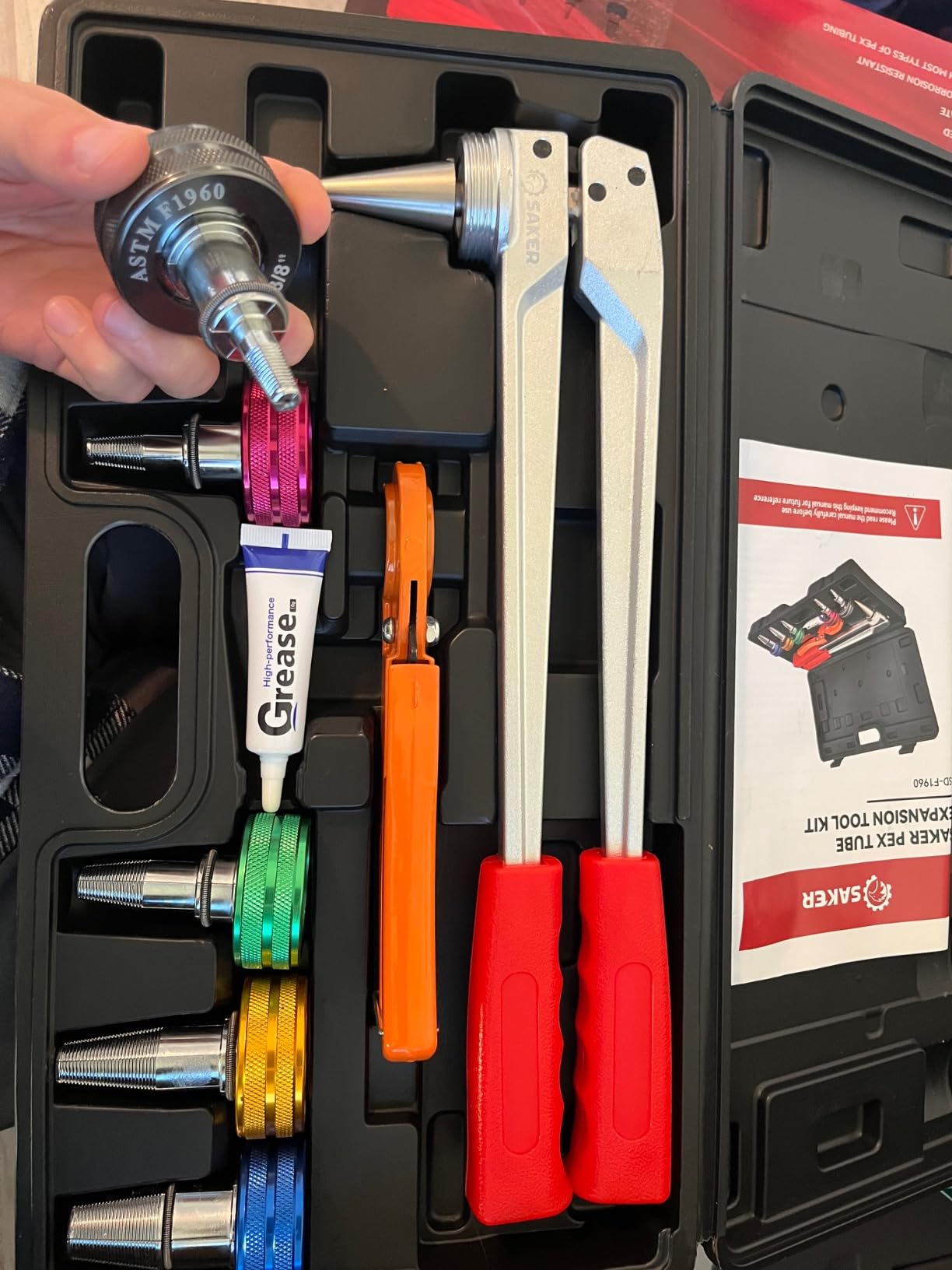 Saker PEX Tube Expansion Tool Kit | PEX-A Expansion Tool with 1/2'', 3/4'',1'' Expansion Heads | Mannual Expander Tool Kit SD-F1960 Standard PEX Coupling customer photo 1