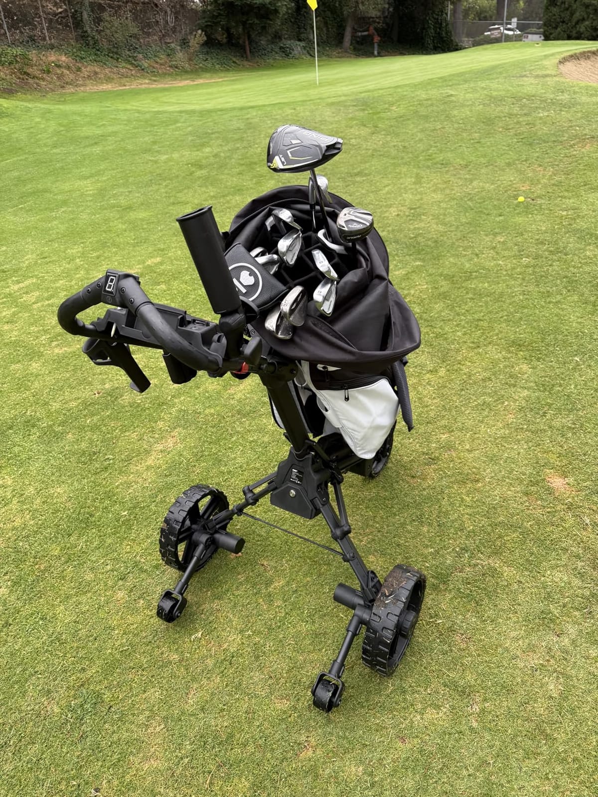 KVV Electric Golf Push Cart with Remote Control, Super Compact and Lightweight Electric Golf Cart,Smallest Folding Size Electric Golf Cart, Suitable for All Terrains, and （Charcoal） customer photo 1