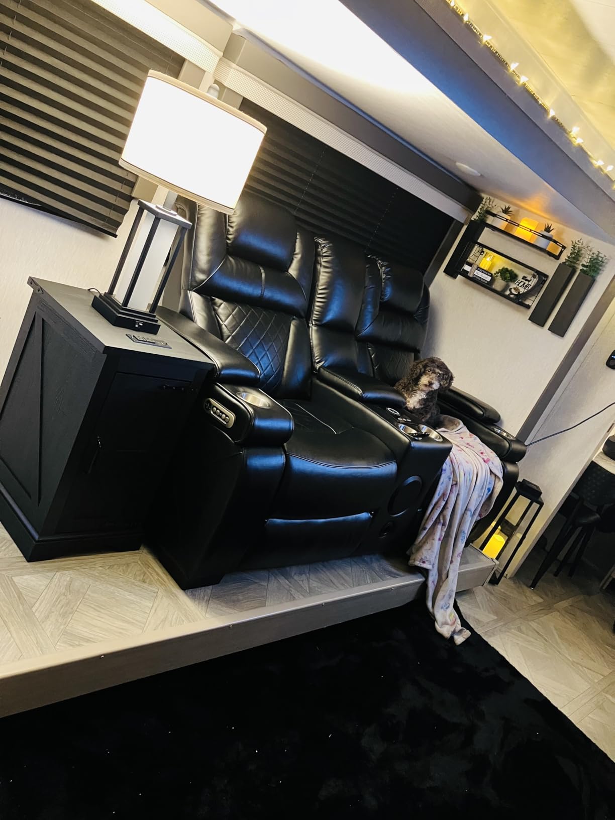 THSUPER Black Leather Power Recliner Loveseat for Living Room Furniture | Leather Reclining Couch Loveseat Set, Arm Storage, Power Headrest, Wireless Charge, Holder Cup, Bluetooth Speaker customer photo 1