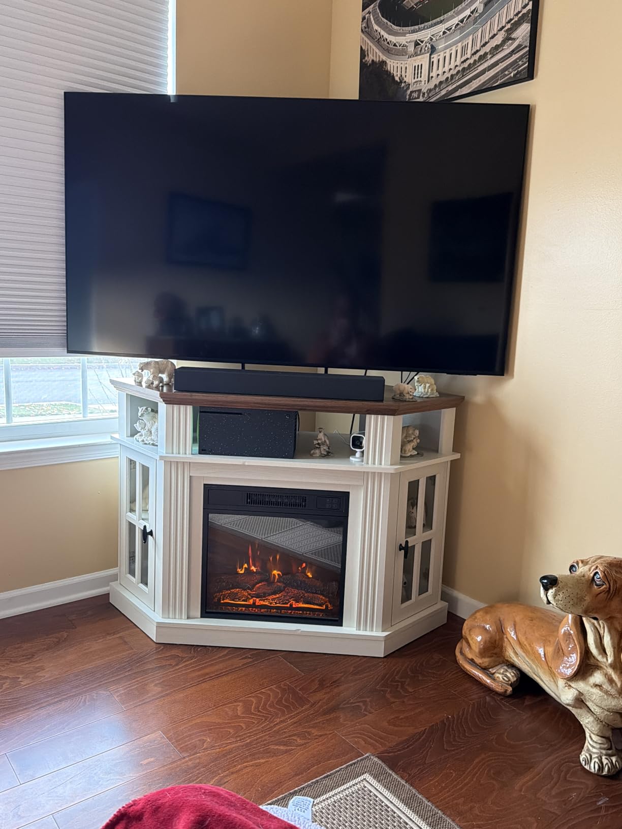 YESHOMY Corner Fireplace TV Stand for TVs up to 55