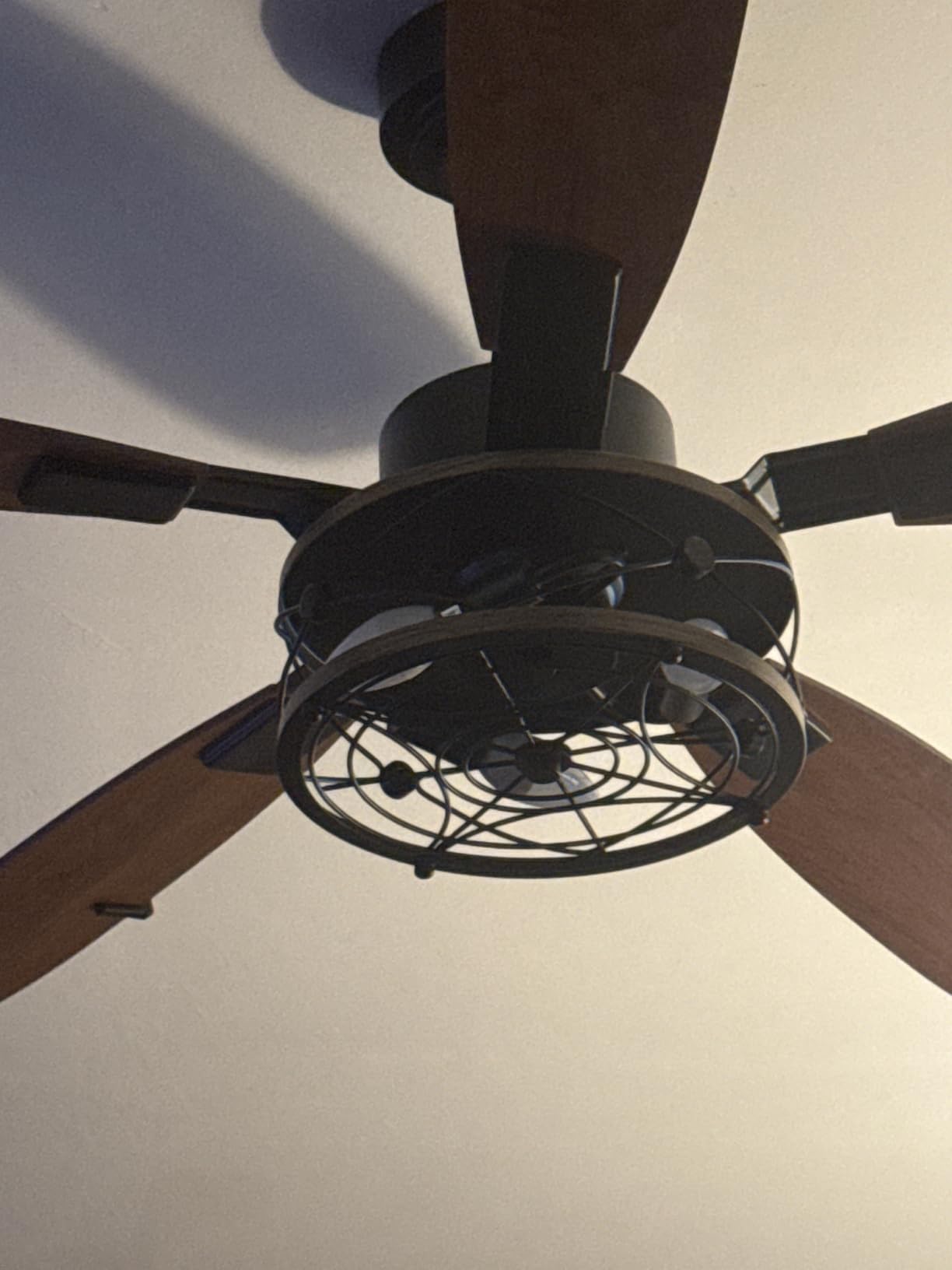 52 Inch Farmhouse Ceiling Fan with Light and Remote, Black Industrial Caged Flush Mount Ceiling Fans with 6 Speed Reversible Motor and Dual Finish 5 Blades, Rustic Ceiling Fan for Living room, Bedroom customer photo 2