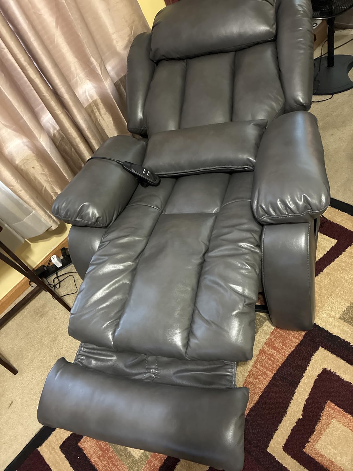 Infinite Position Lay Flat Power Lift Recliner Chair for Elderly, Brown, Dual Motor Power Lift Chair, Massage & Heating, Extended Footrest, USB Ports, Remote Control, Lumbar Pillow, Leather customer photo 1