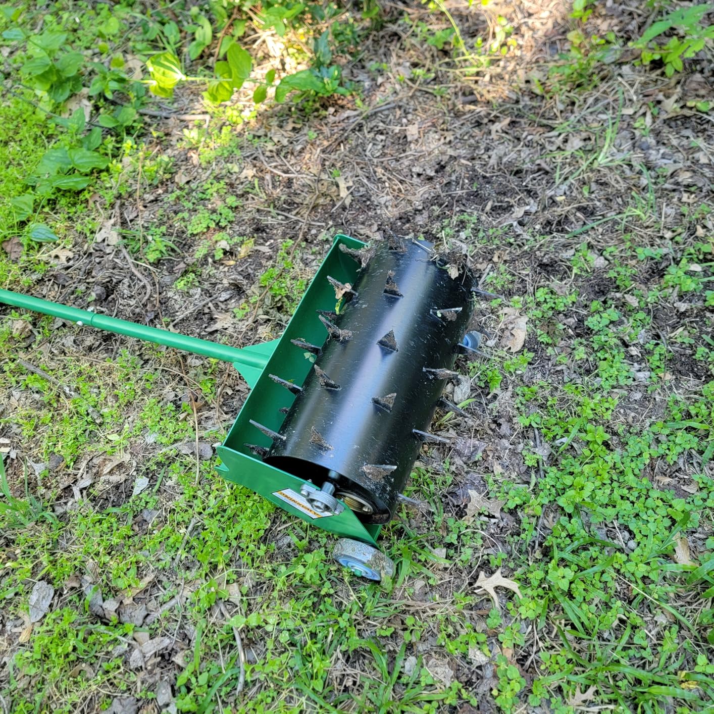 Rolling Lawn Aerator, Heavy Duty Push Spike Aeration Tool Up to 55 lbs, Manual Rotary Grass Aerator for Garden and Yard Use customer photo 2