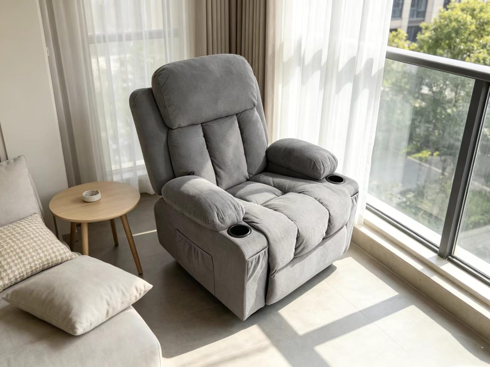 Power Lift Recliner Chair with Heat and Massage | Electric Recliner Sofa, Side Pocket & USB Charge Port, Grey Recliner Chairs for Adults, Easy Remote Control customer photo 1
