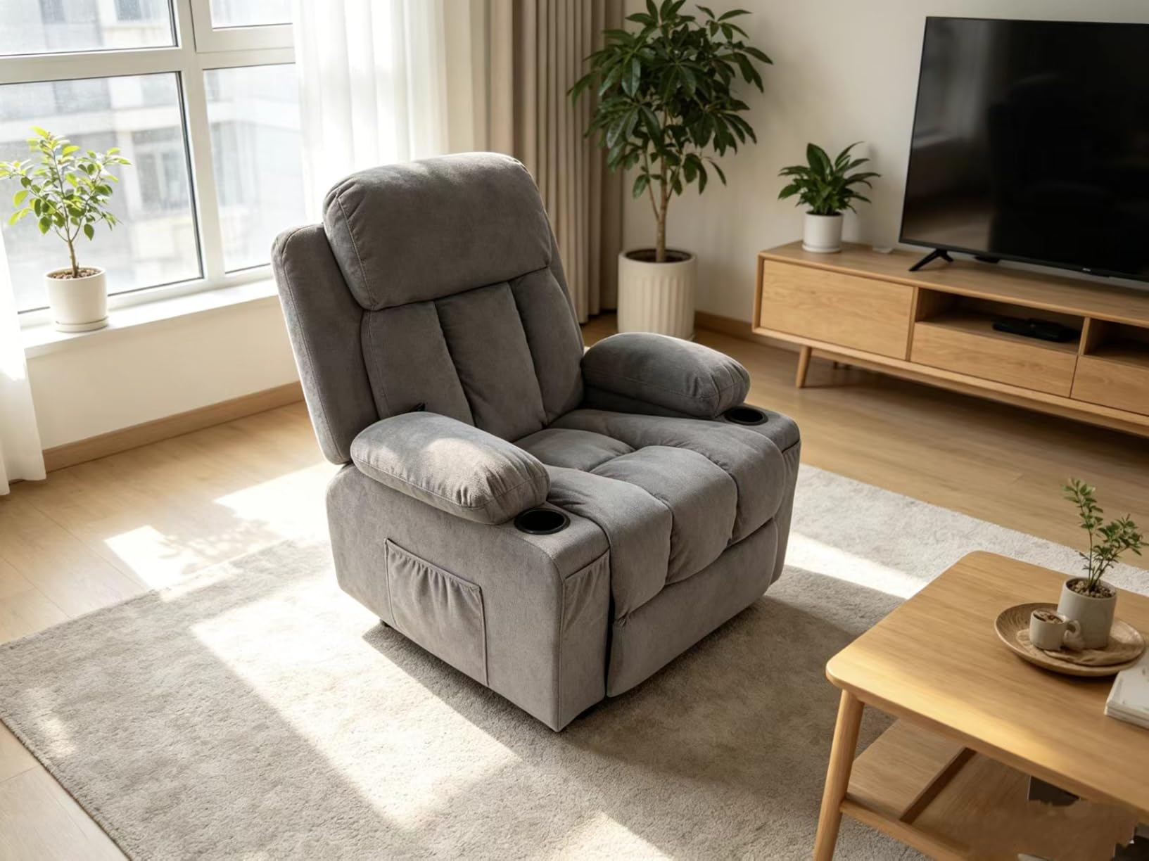 Power Lift Recliner Chair with Heat and Massage | Electric Recliner Sofa, Side Pocket & USB Charge Port, Grey Recliner Chairs for Adults, Easy Remote Control customer photo 2