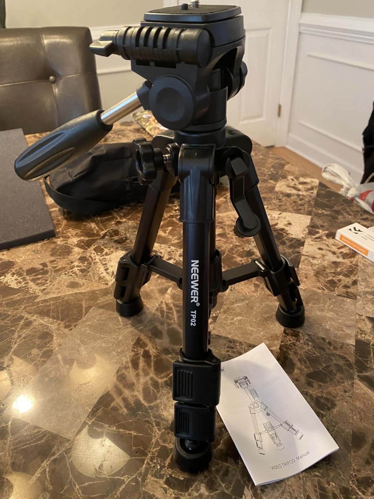 NEEWER Basic Mini Desk Tripod for Camera with 3 Way Pan Tilt Head & Handle, Small Portable Metal Tabletop Selfie Stick Stand with 1/4