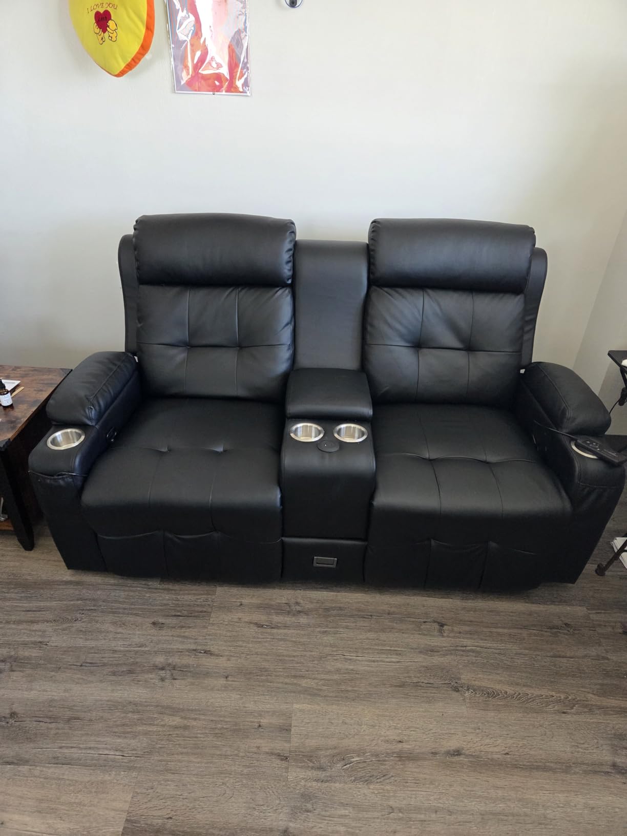 RV Loveseat Recliner Sofa, Home Theater Seating with Console & Massage customer photo 2