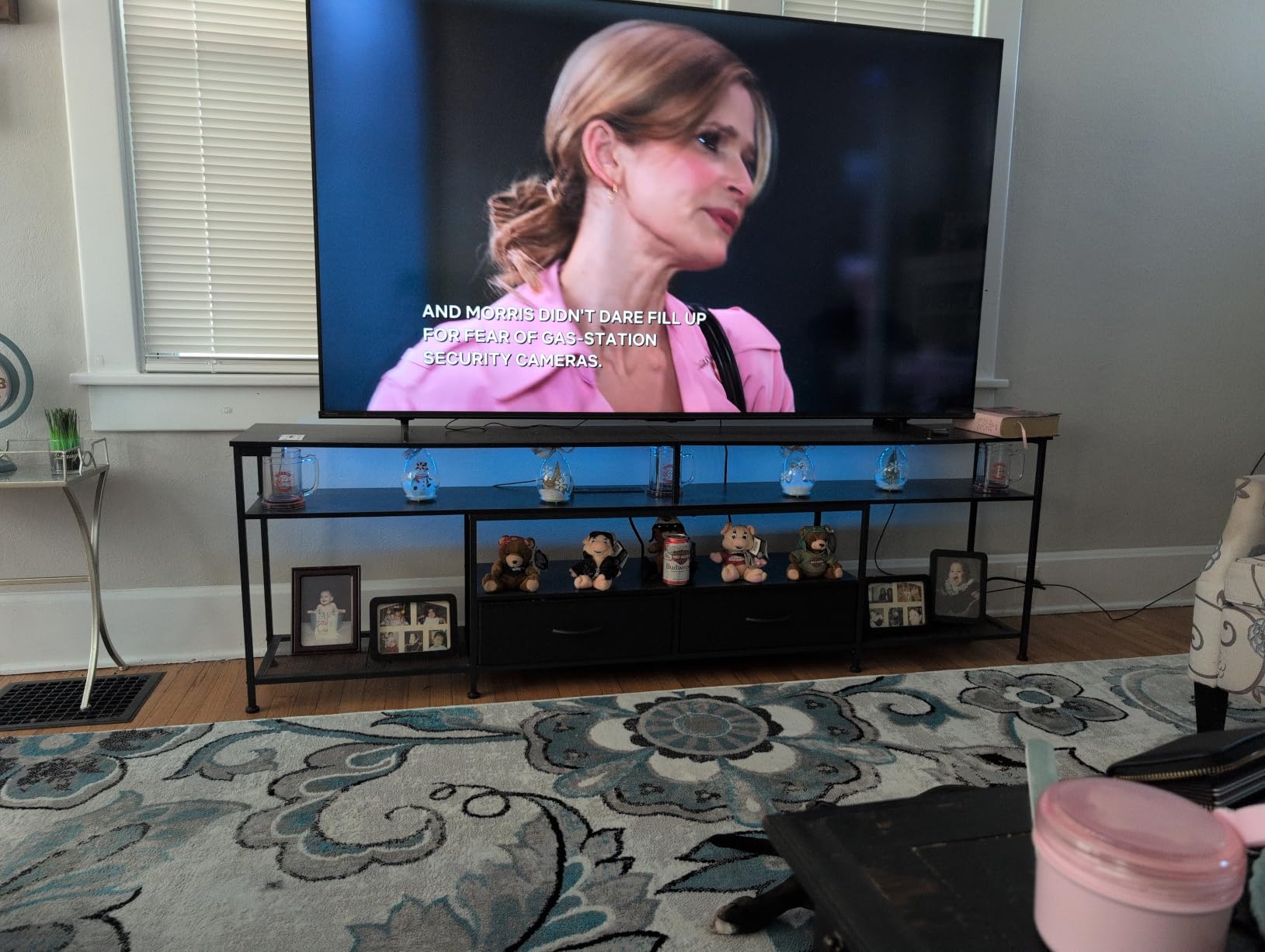 Huuger TV Stand for 75 80 Inch TV, Entertainment Center with Power Outlets and LED Lights, 70.9 Inch TV Console for Living Room, Media Console with Drawers and Shelves, Black customer photo 2