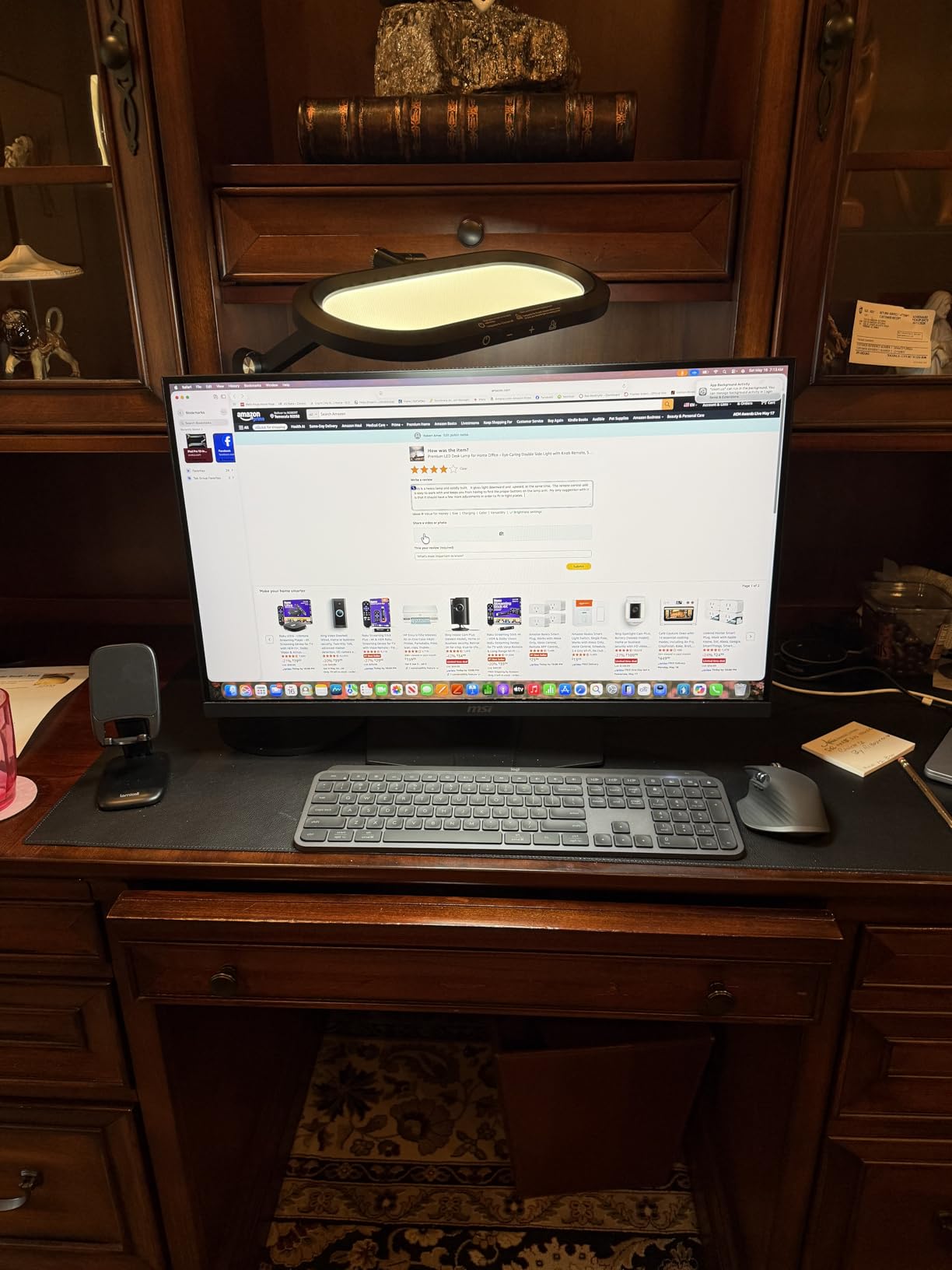 LitONES Premium LED Desk Lamp, Dual-Sided Soft Lighting with Knob Remote | Eye-Caring Diffused Light for Home Office, Video Conferencing, Zoom, Reading, Study, Craft, Stepless Dimming & Color, Memory customer photo 1