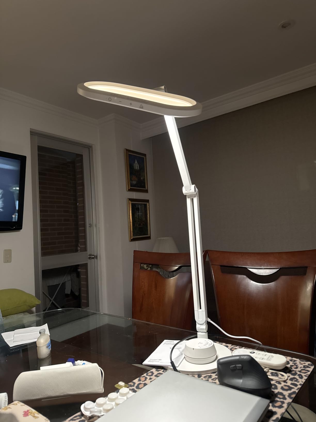 LitONES Premium LED Desk Lamp, Dual-Sided Soft Lighting with Knob Remote | Eye-Caring Diffused Light for Home Office, Video Conferencing, Zoom, Reading, Study, Craft, Stepless Dimming & Color, Memory customer photo 2