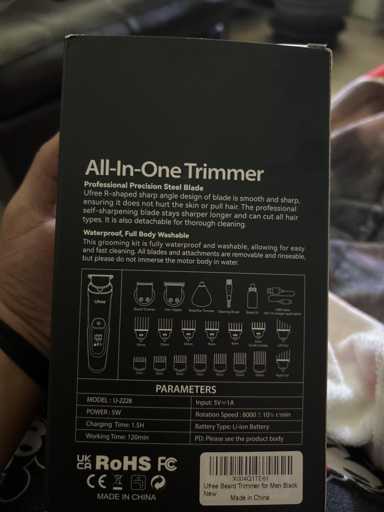 Ufree 3-in-1 Beard Trimmer for Men, IPX6 Waterproof Electric Razor | Gifts for men, Beard, Nose, Hair, Stainless Steel Blades, USB-C Charge, 120-Min Usage, 8000 RPM, Wet and Dry, Travel Lock customer photo 2